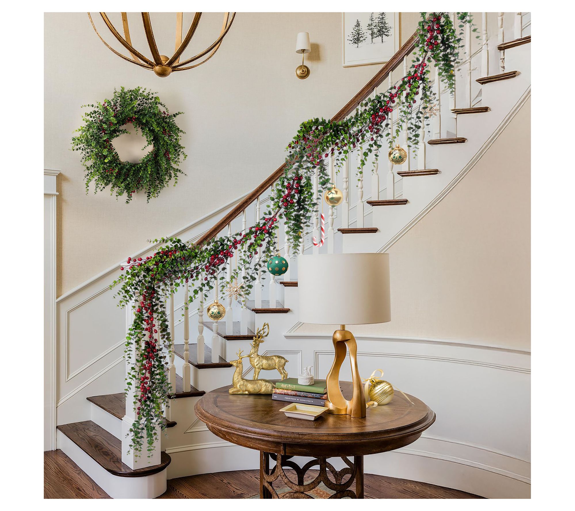Glitzhome 9' Christmas Greenery Eucalyptus & Berries Garland