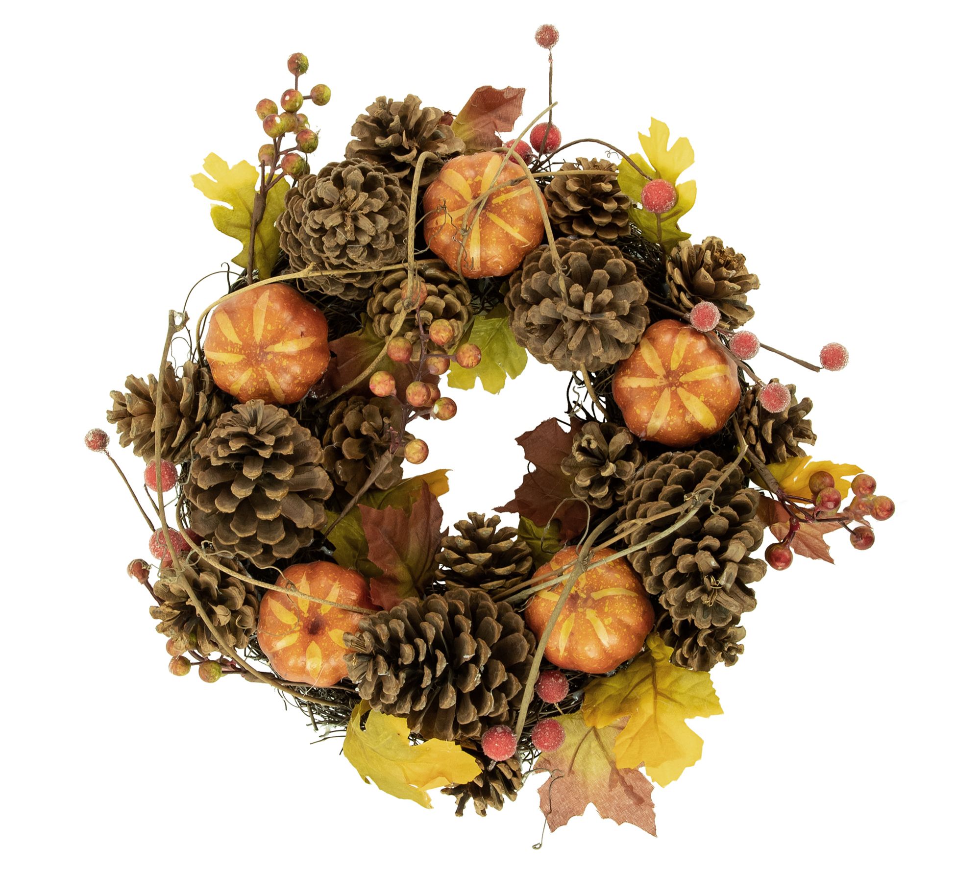 Northlight Pinecone and Pumpkin Fall Harvest Wreath 14" Unlit