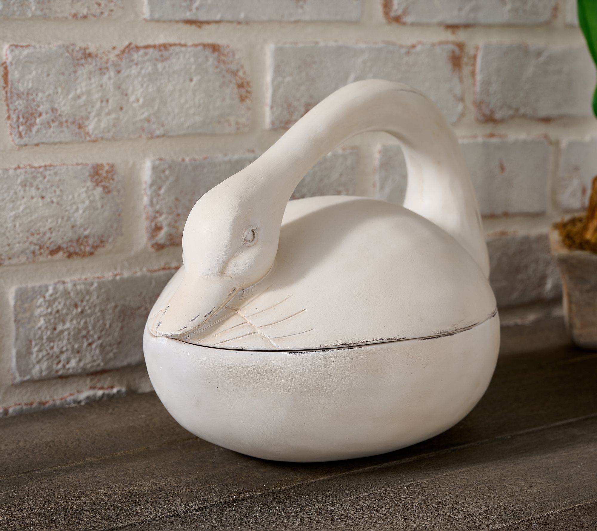 "As Is" Cozy Cottage by Liz Marie Resin Swan Container with Lid