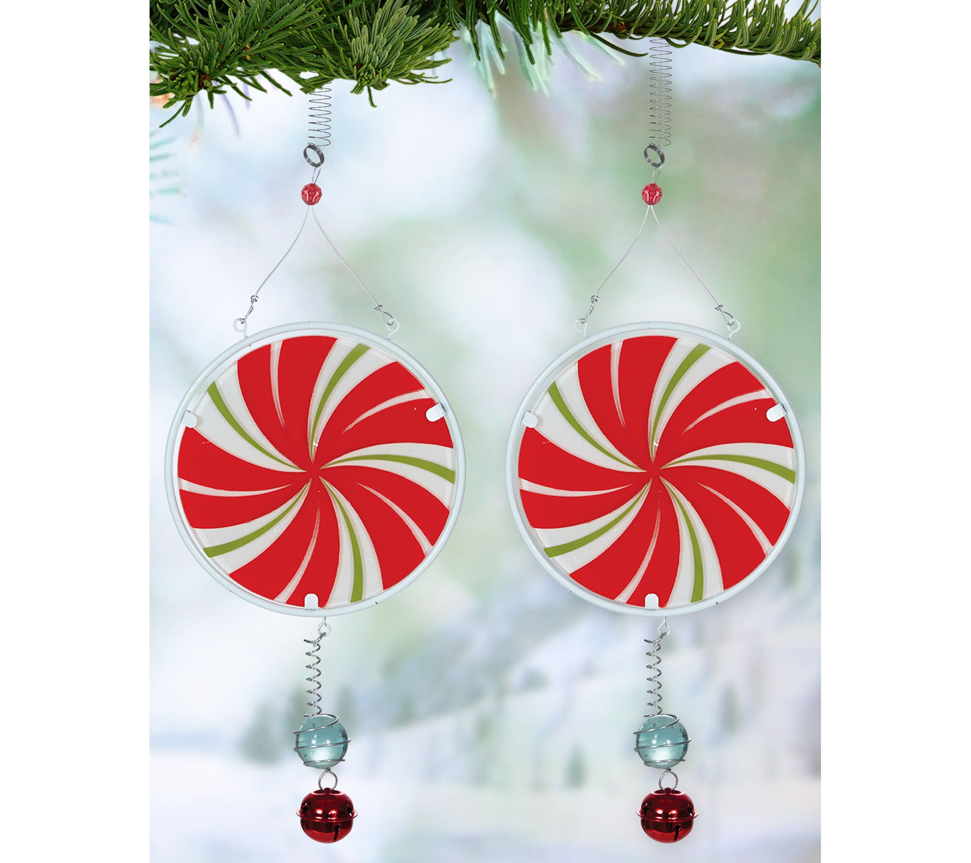 Sunset Vista Designs Peppermint Glass Bouncys, Set of 2