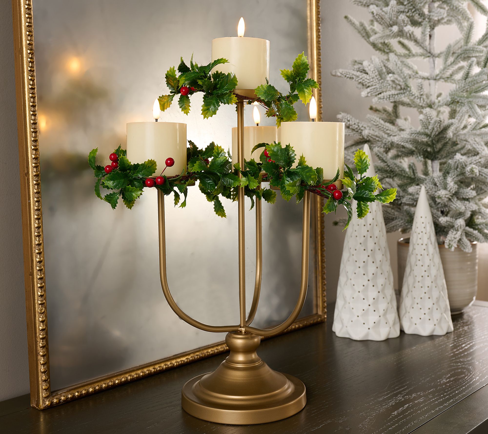 "As Is" Home Reflections Candelabra with S/4 Flameless Pillar Candles