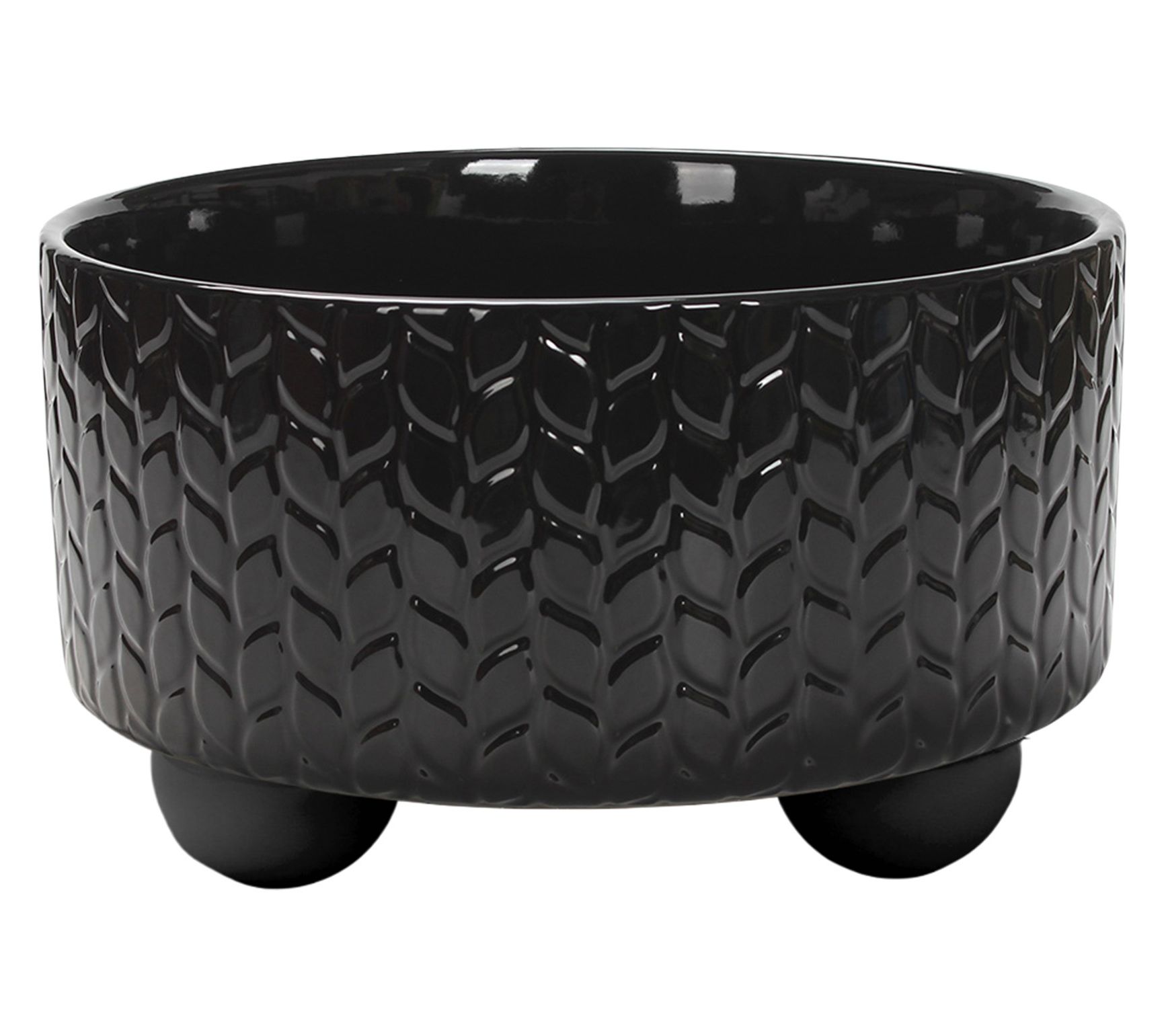 "As Is" Temp-tations Carved Willow Ceramic Beaded Raised Bowl