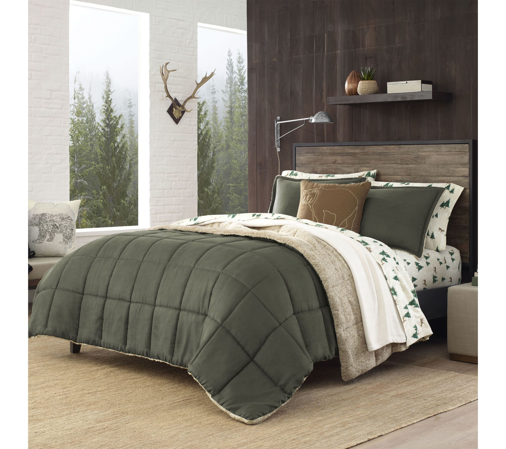 Eddie Bauer Sherwood Green/Beige Textured TwinComforter Set