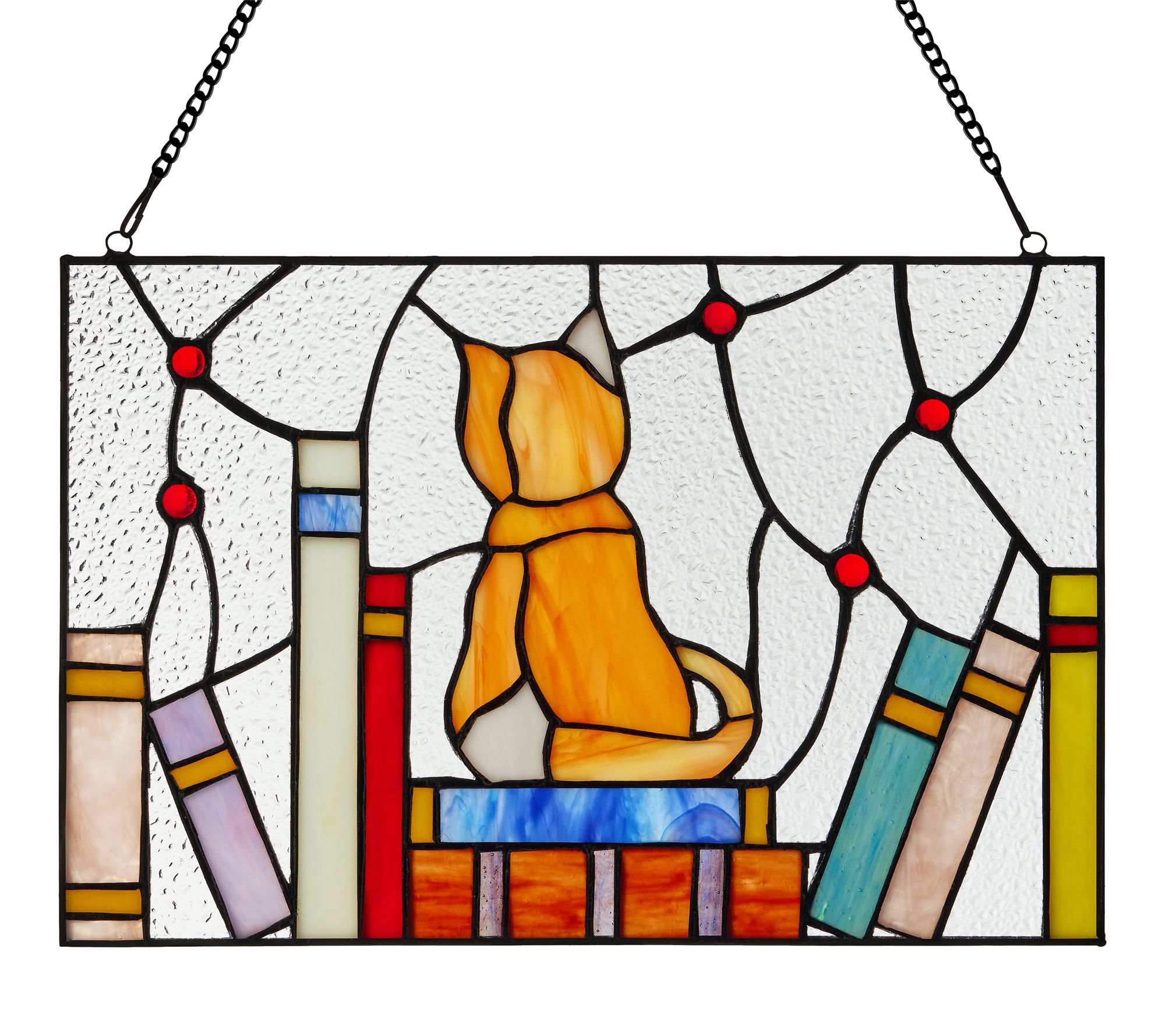 River of Goods 13" W Orange Stained Glass Nature Window Panel