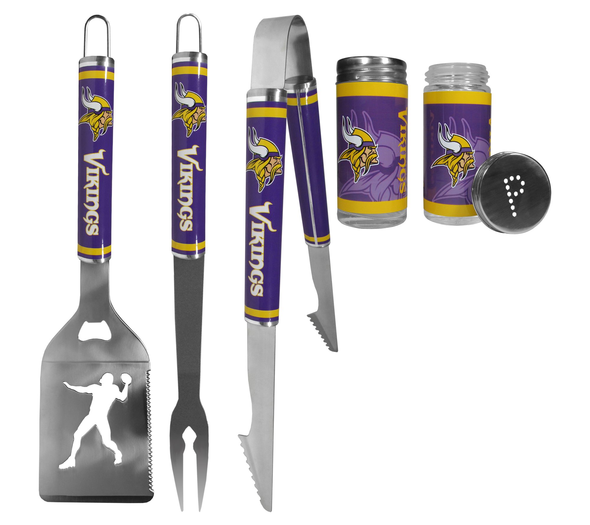 Siskiyou Sports NFL 3 Piece Steel Logo BBQ Tool s with Shakers