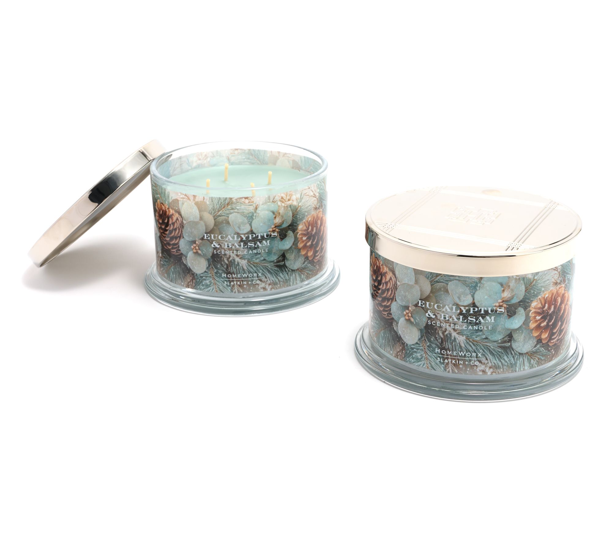 "As Is"HomeWorx by Slatkin + Co. S/2 18oz Eucalyptus & Balsam Candles