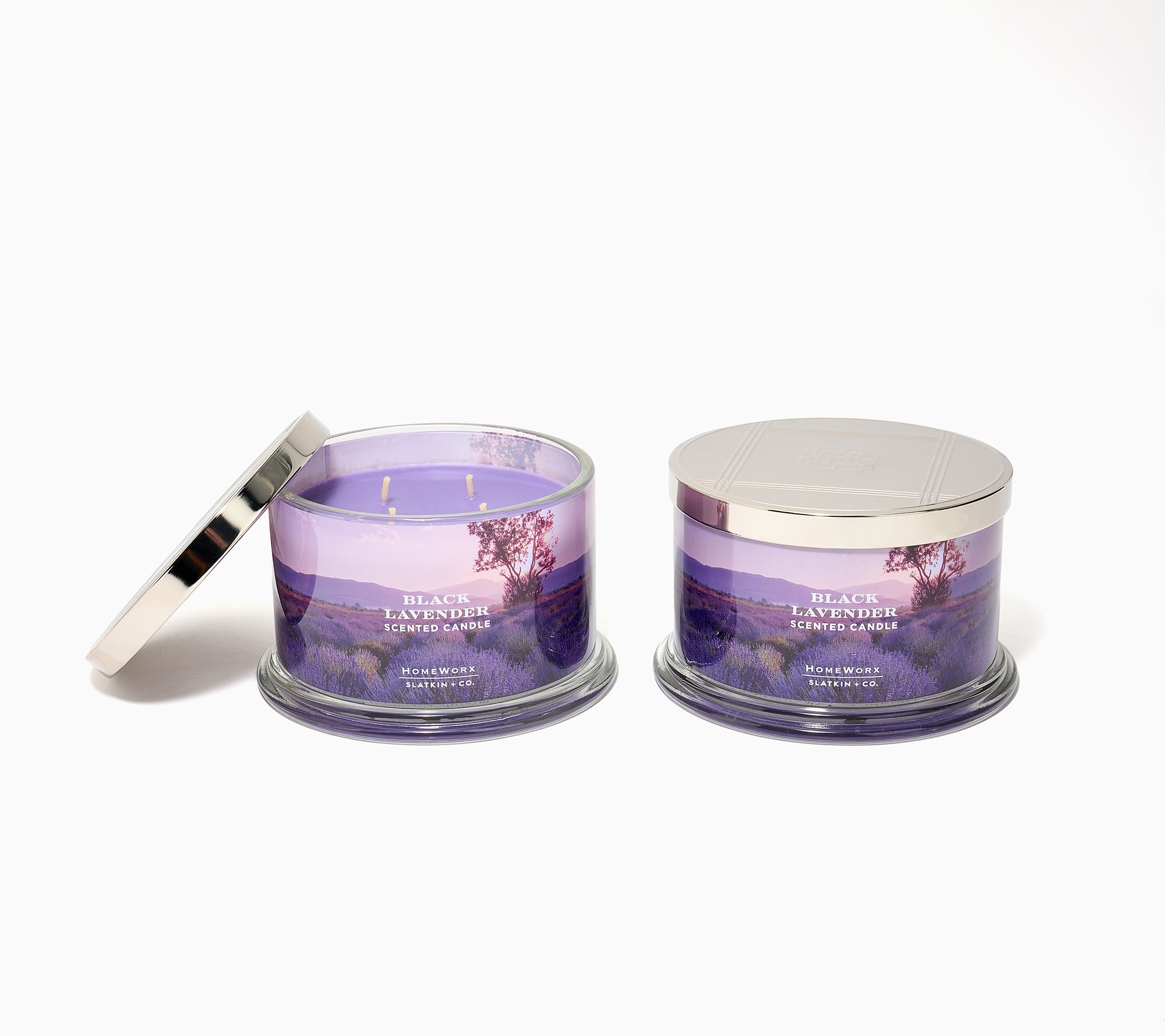 HomeWorx by Slatkin + Co. S/2 18oz Black Lavender Candles