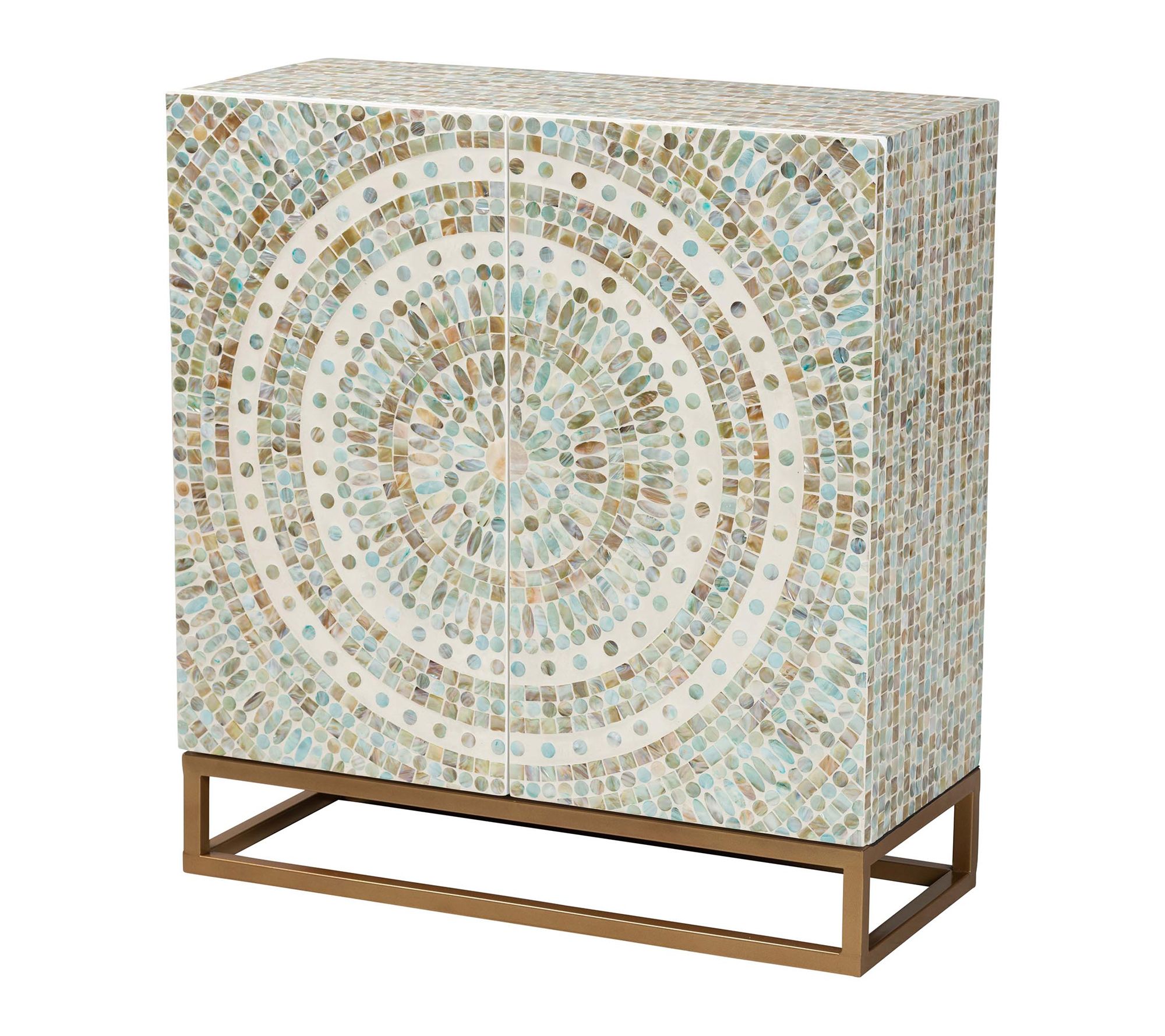 Baxton Studio Quintu Mosaic Mother of Pearl Storage Cabinet