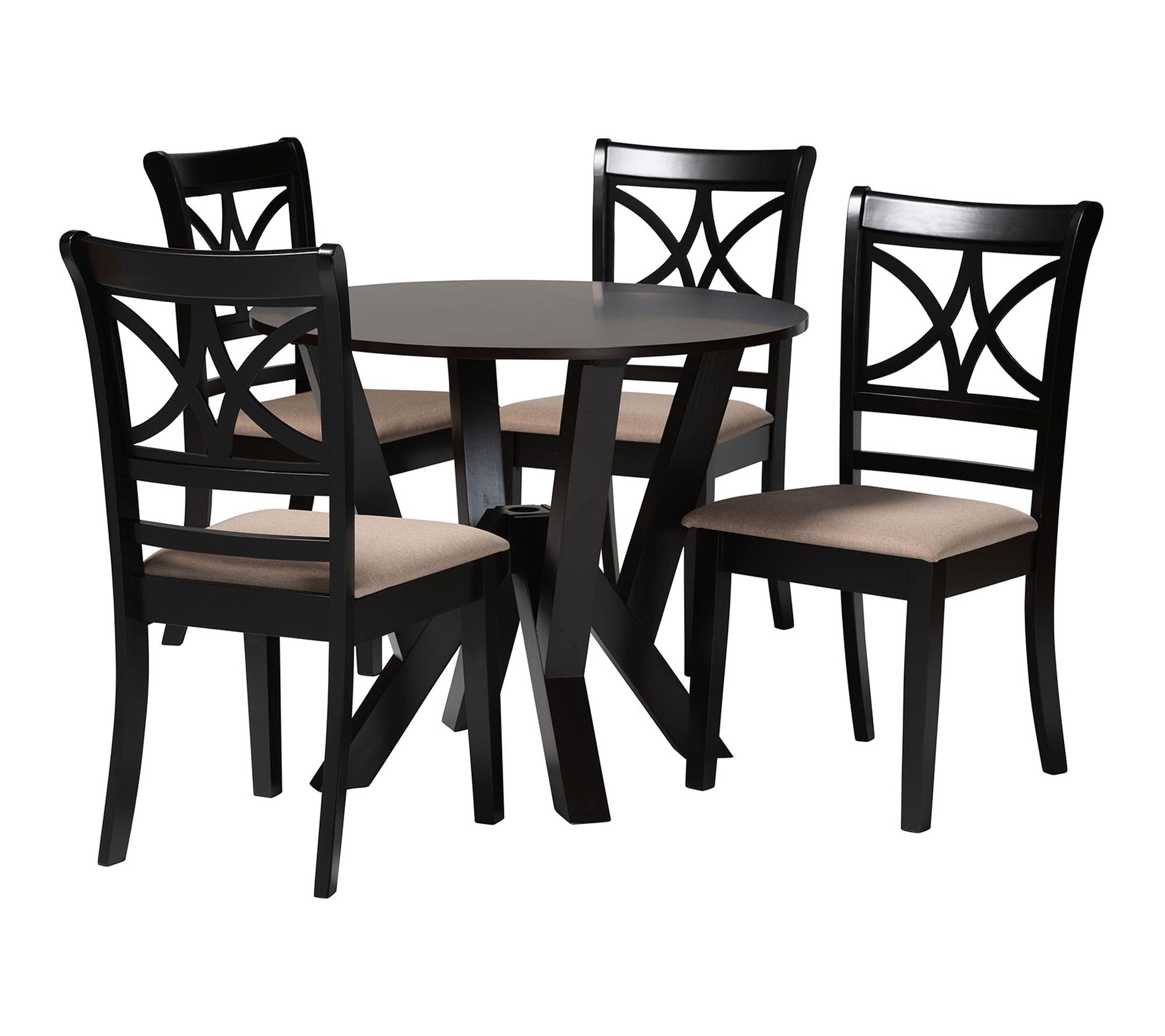 Baxton Studio Mari Fabric and Wood 5-Piece Dining Set