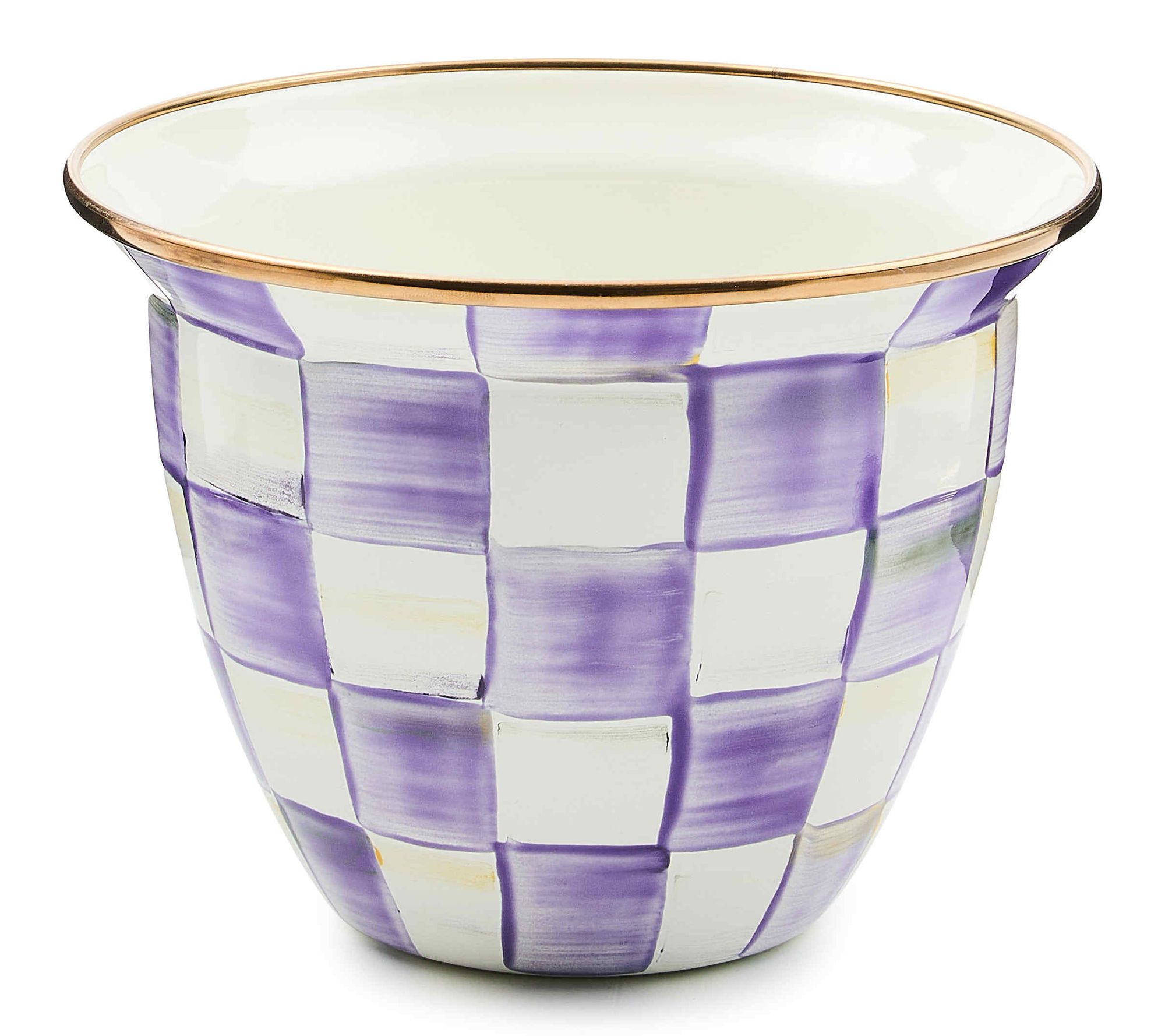 MacKenzie-Childs Violet Check Large Flower Pot