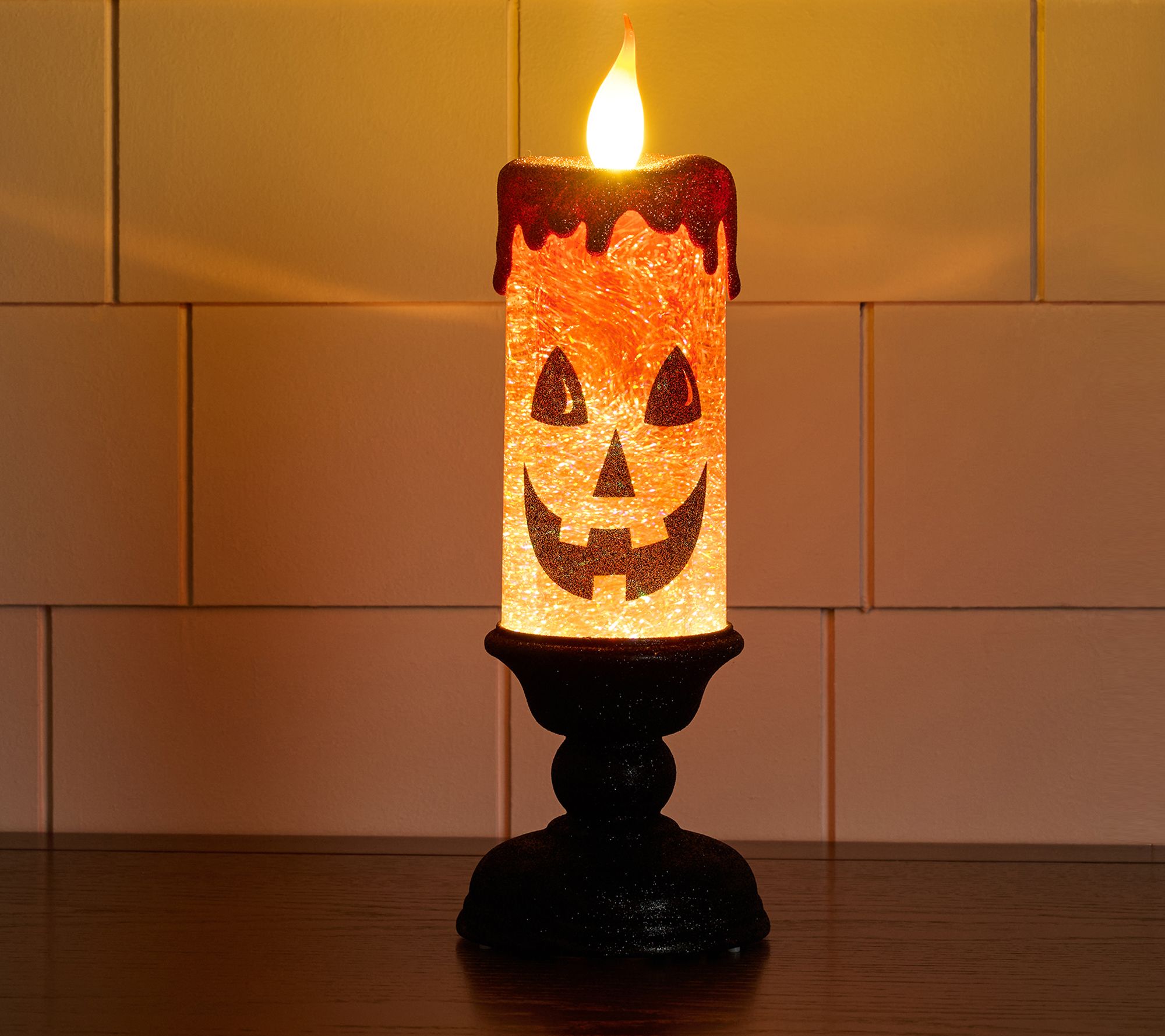 13" Halloween Glitter Candle with Pedestal by Valerie