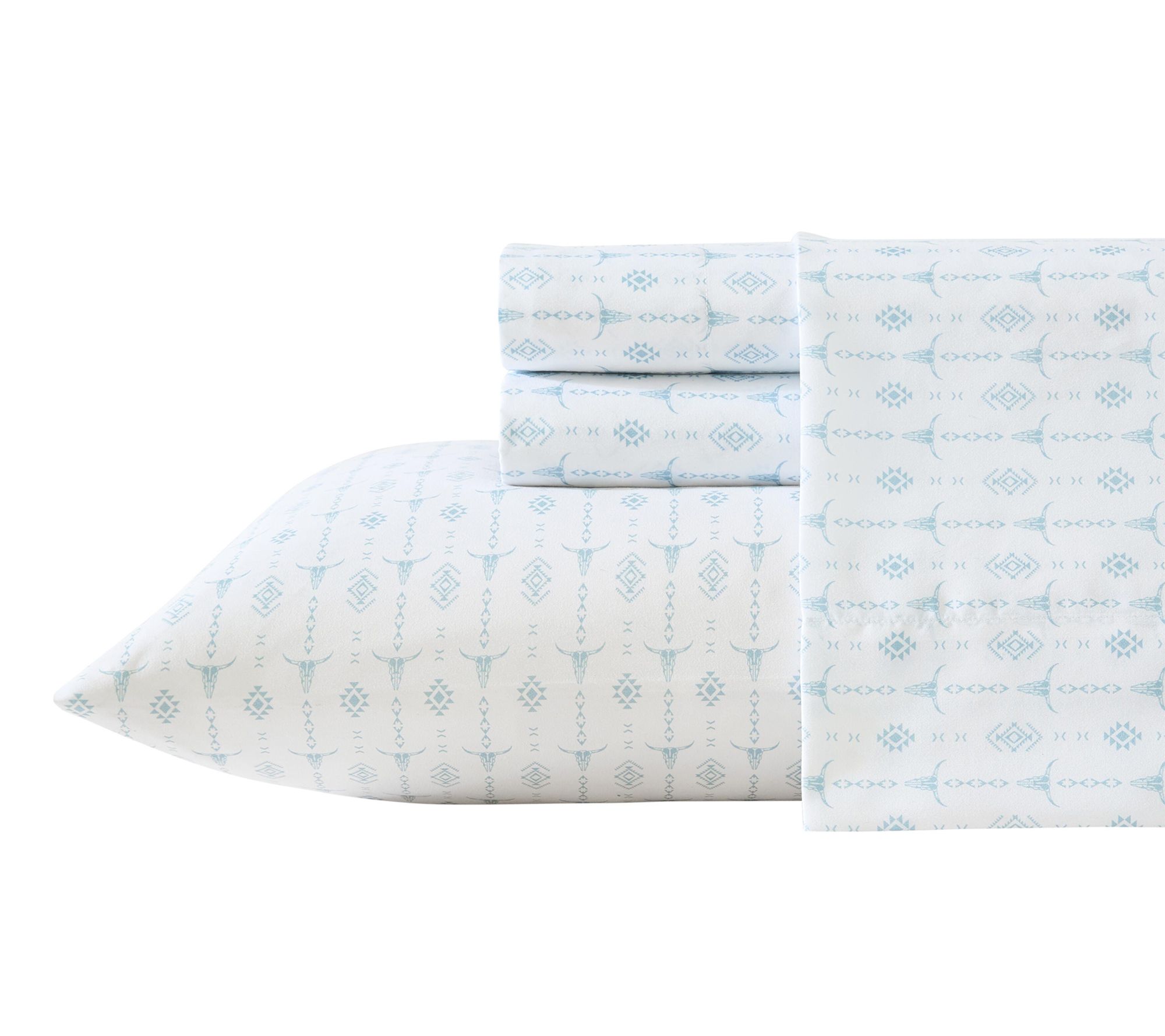 Wrangler Steer Head Stripe White/Blue MicrofbrFull Sheet Set