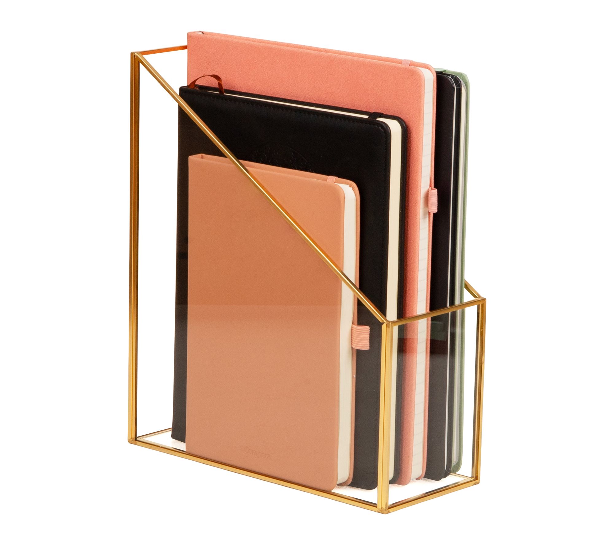 Mind Reader Vertical Glass File Holder with Copper Trim