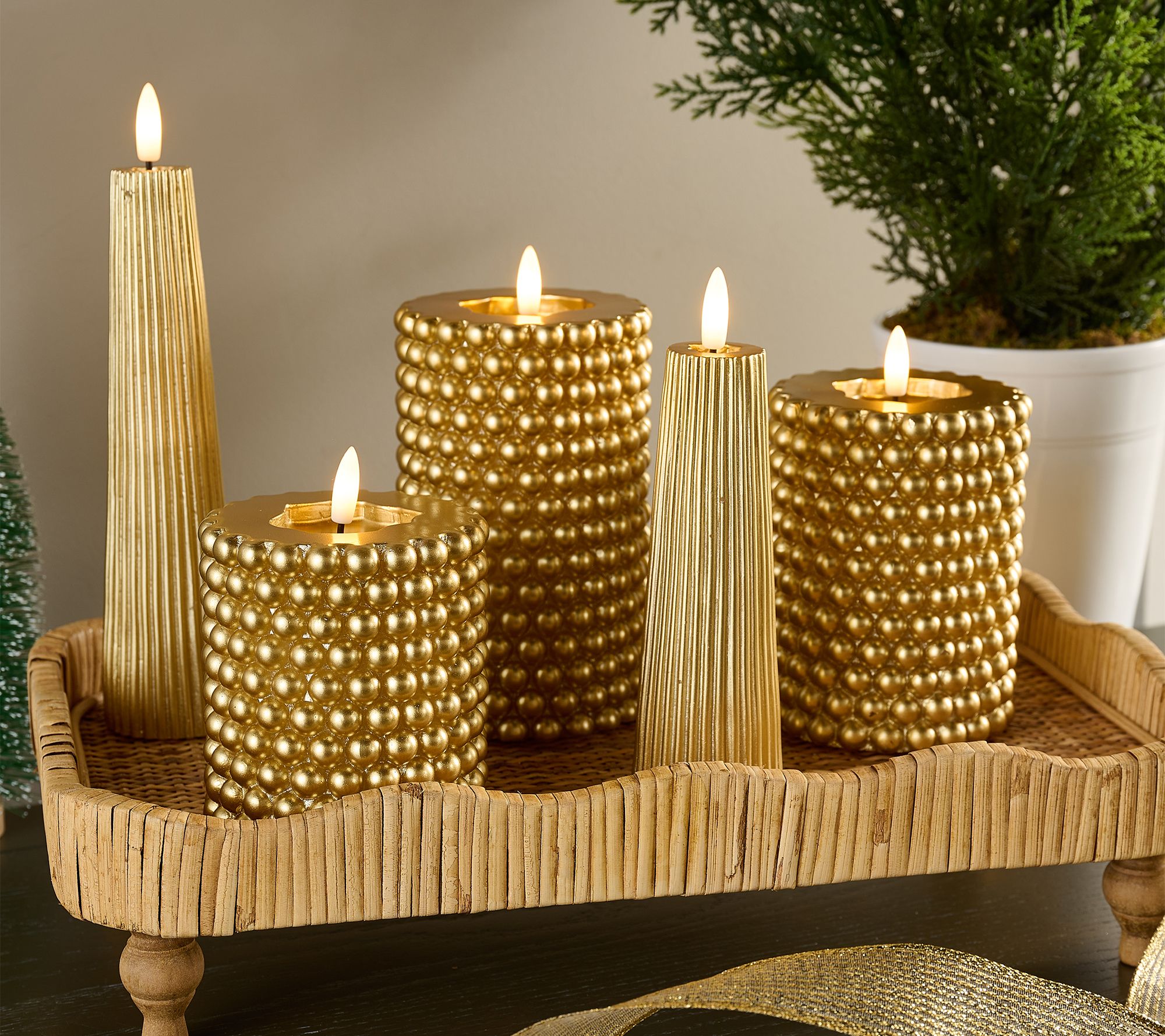 "As Is " 5-Piece Textured Flameless Candle Gift Set