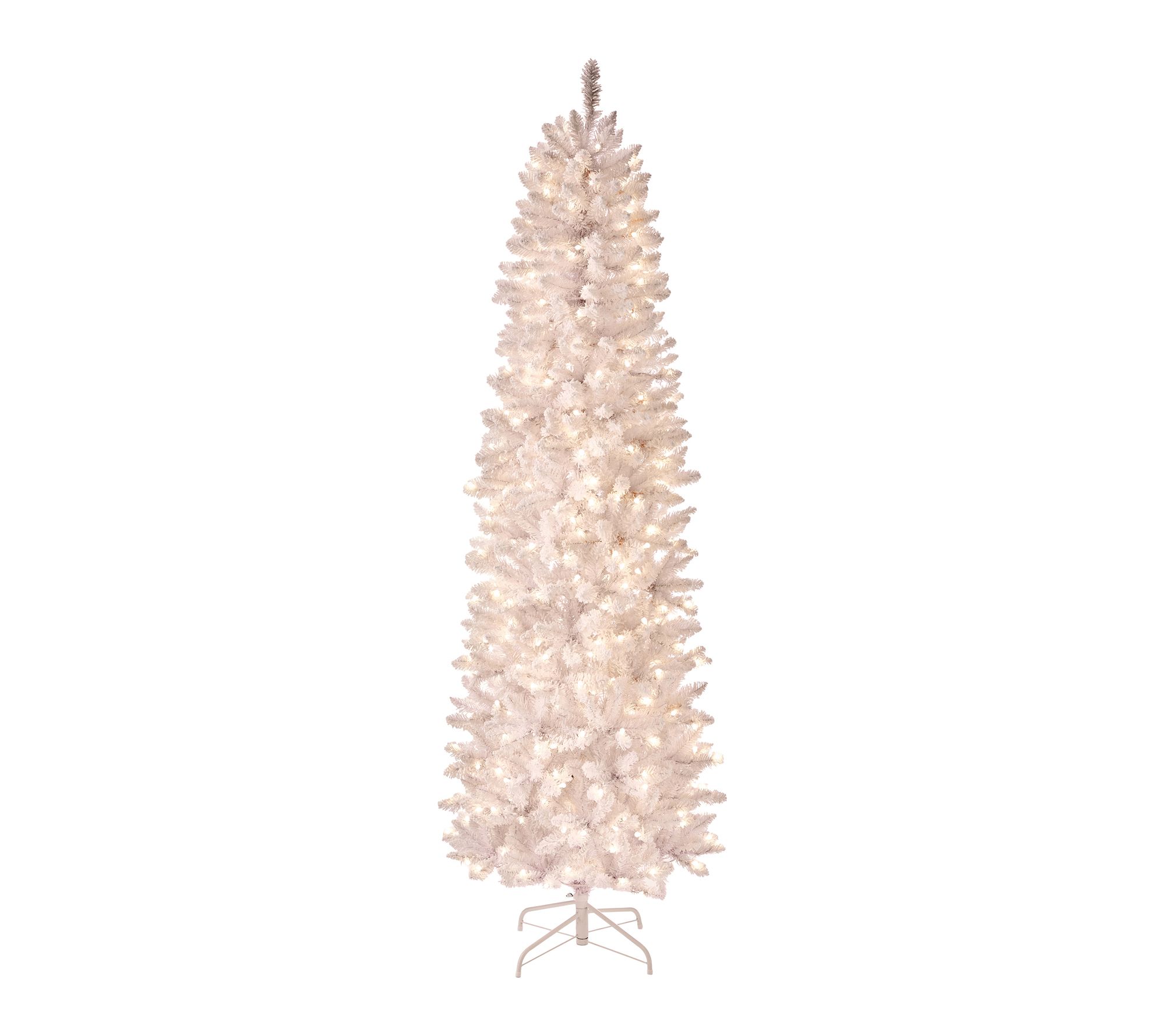 7.5' LED Snowball Pencil Spruce Christmas Tree by Valerie | QVC