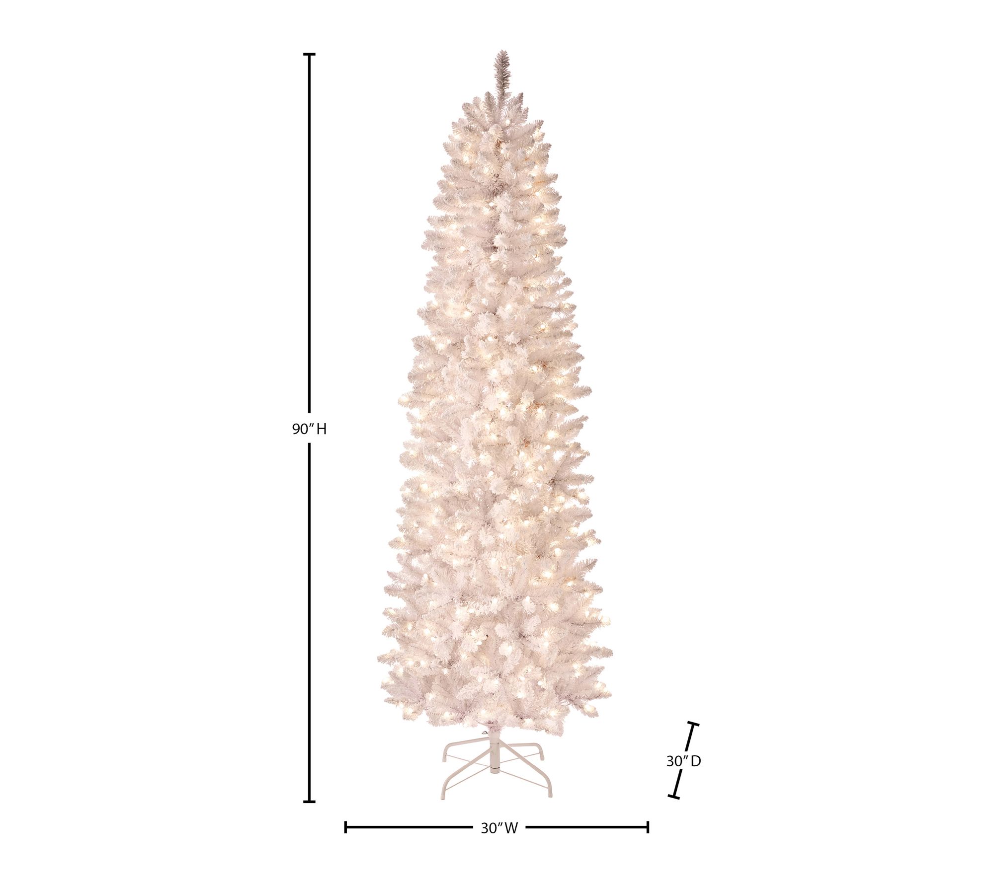 7.5' LED Snowball Pencil Spruce Christmas Tree by Valerie | QVC