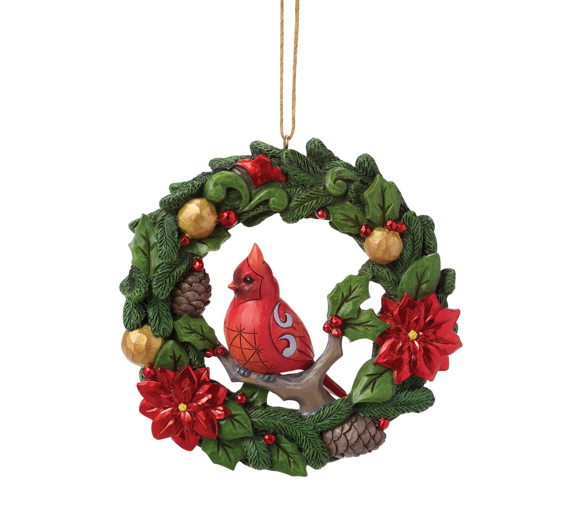 Jim Shore Heartwood Creek Cardinal Inside Wreath Ornament