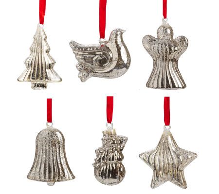 Set of 6 Antiqued Glass Ornaments with Gift Boxes by Valerie - QVC.com