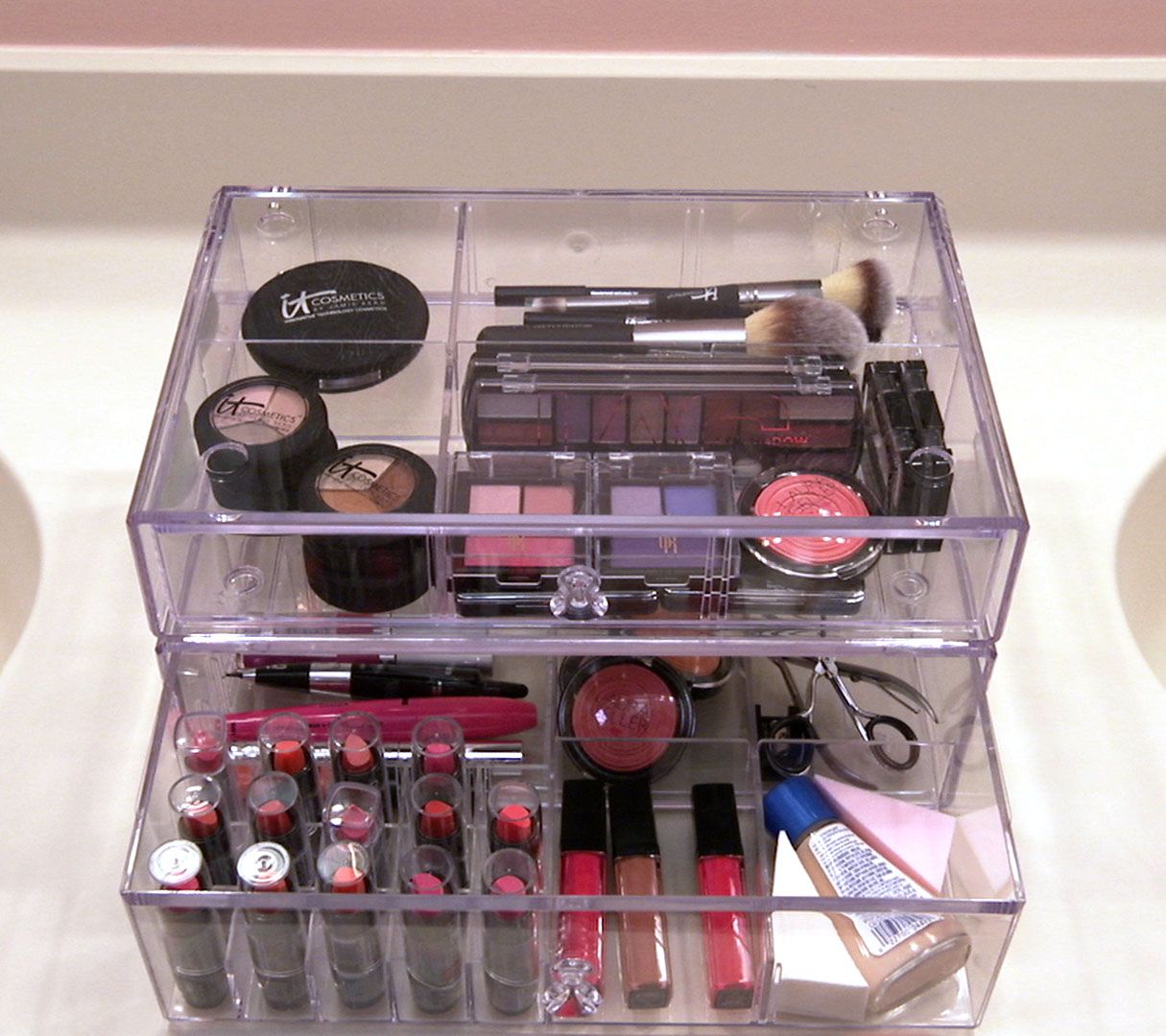 Set of 2 Clear Stacking Cosmetic Organizers by Lori Greiner