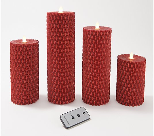 Red Glitter Pillar Candle Christmas 