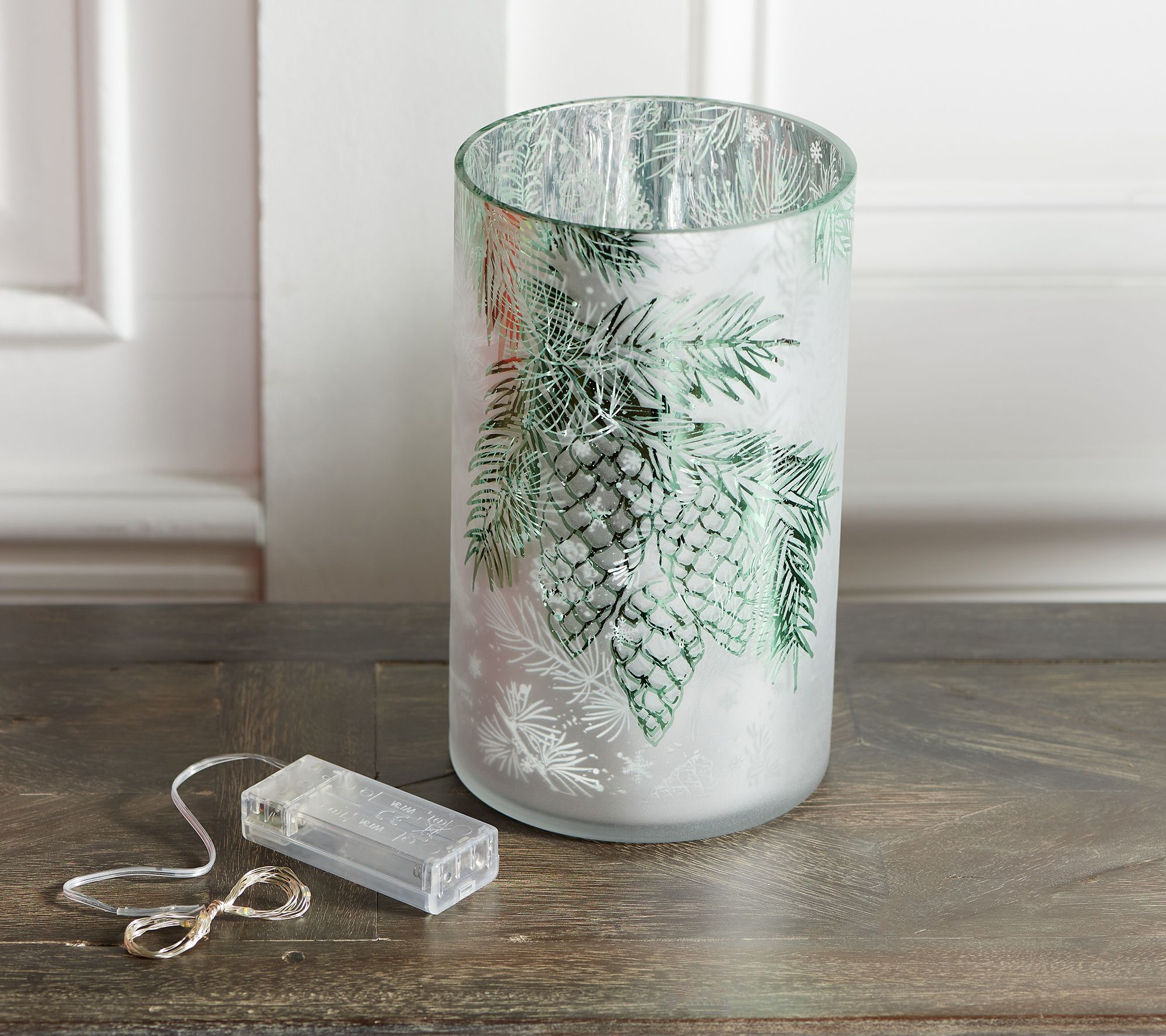 8" Illuminated Glass Hurricane by Valerie