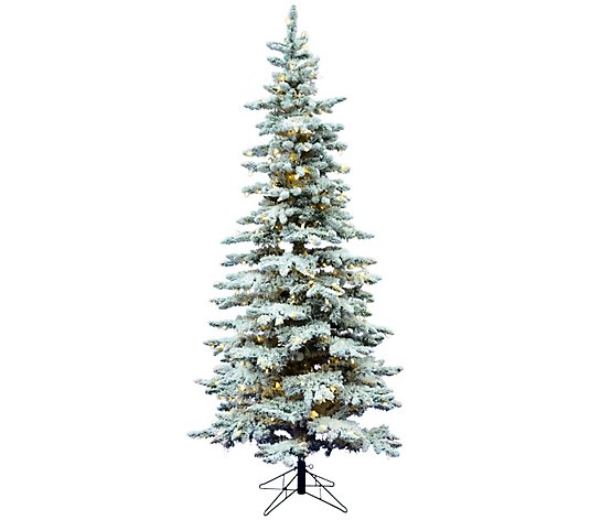 Vickerman 6.5' Flocked Utica Slim Artificial Christmas Tree WW