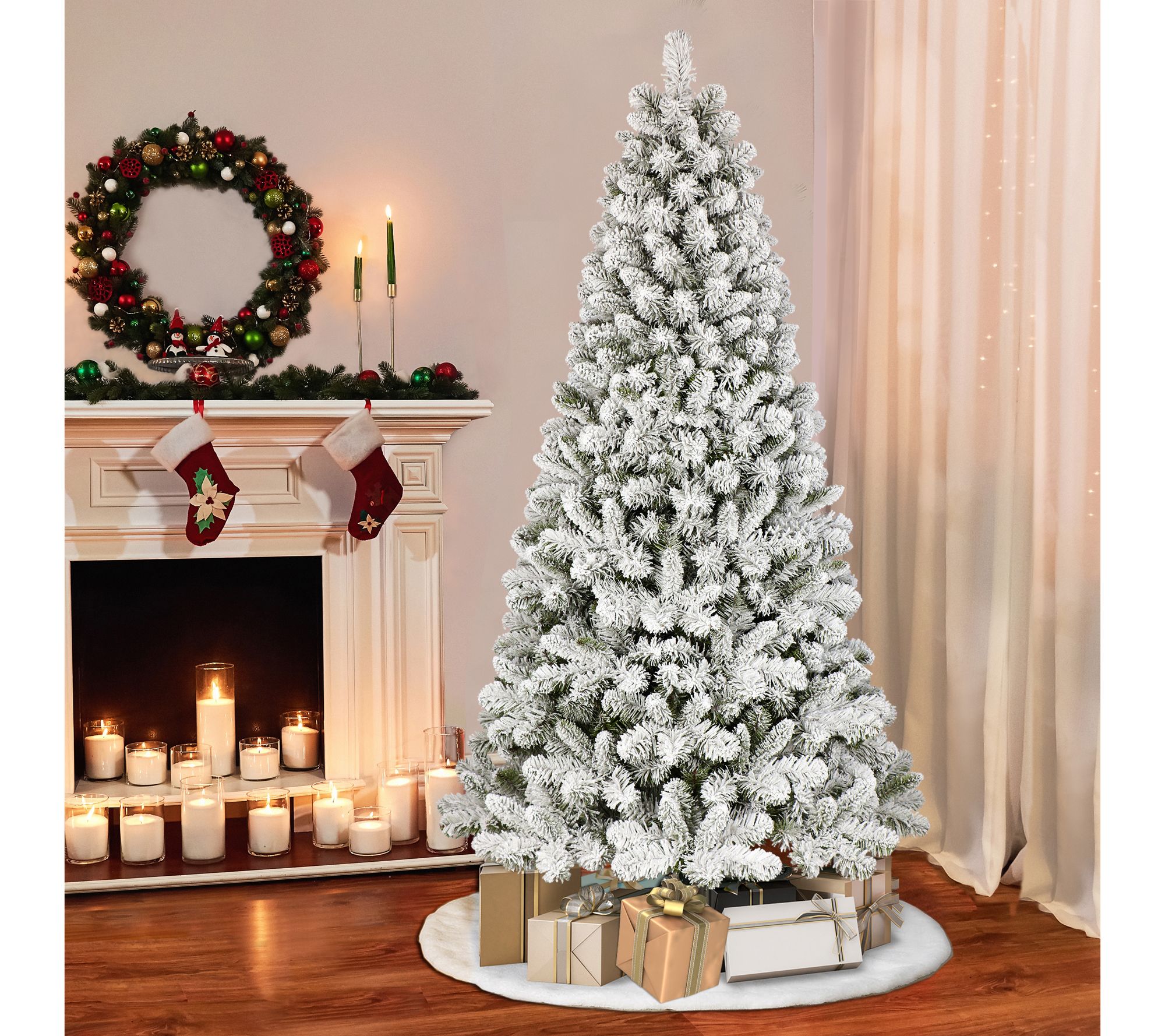 Puleo 6' Flocked Virginia Pine Christmas Tree with Stand - QVC.com