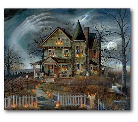 Courtside Market Haunted House 16x20 Canvas Wal l Art