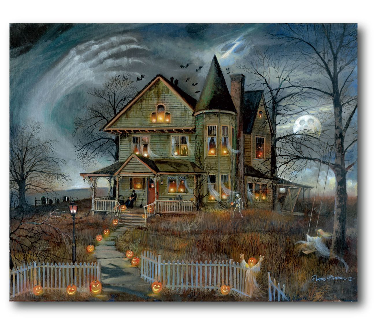 Courtside Market Haunted House 16x20 Canvas Wal l Art 