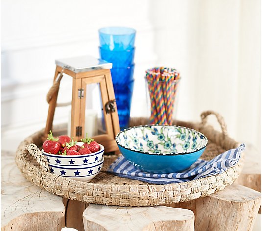 Oversized 21" Braided Seagrass Tray by Lauren McBride