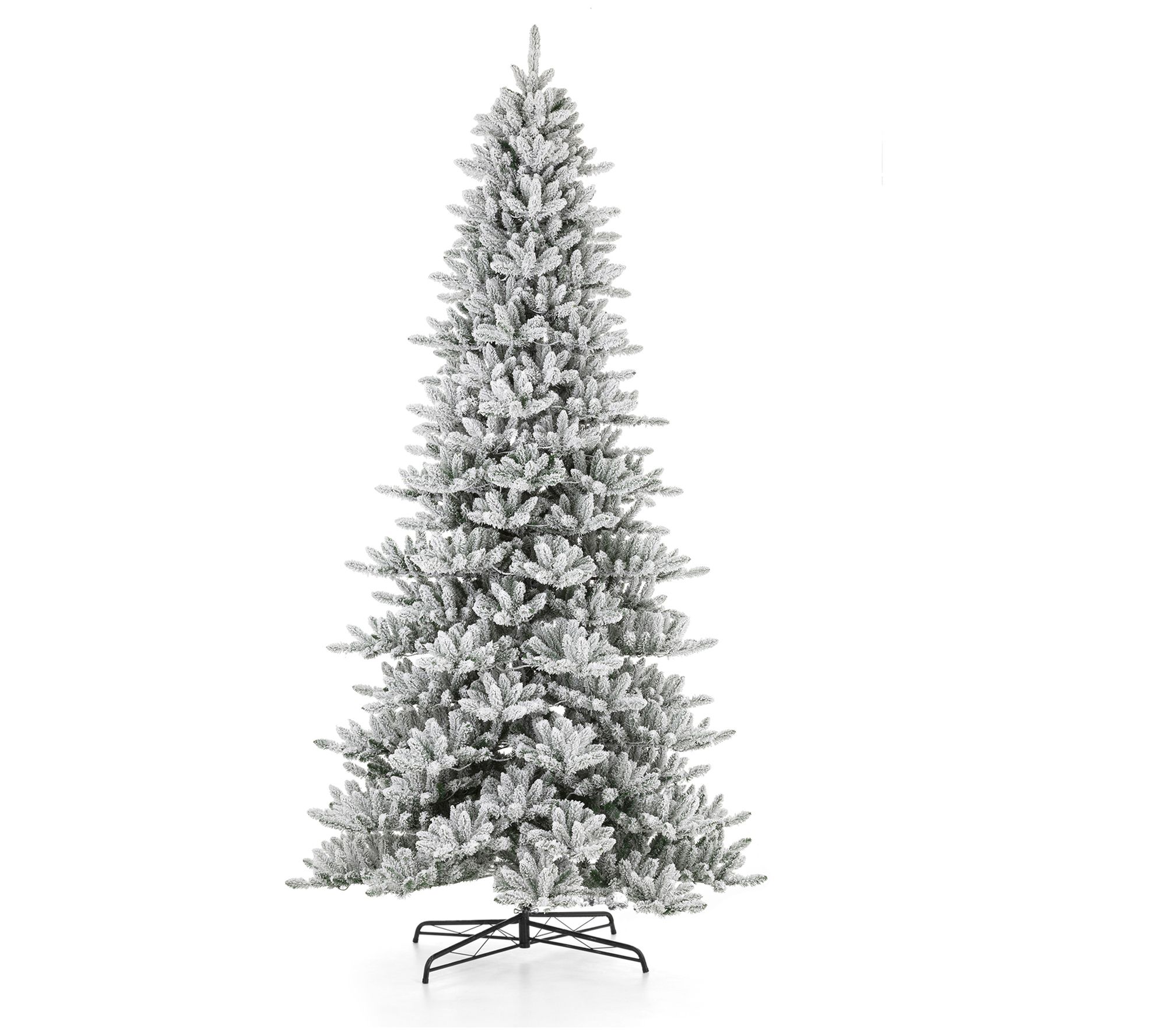 Glitzhome 11ft Pre-Lit Flocked Slim LED Lighted Christmas Tree - QVC.com