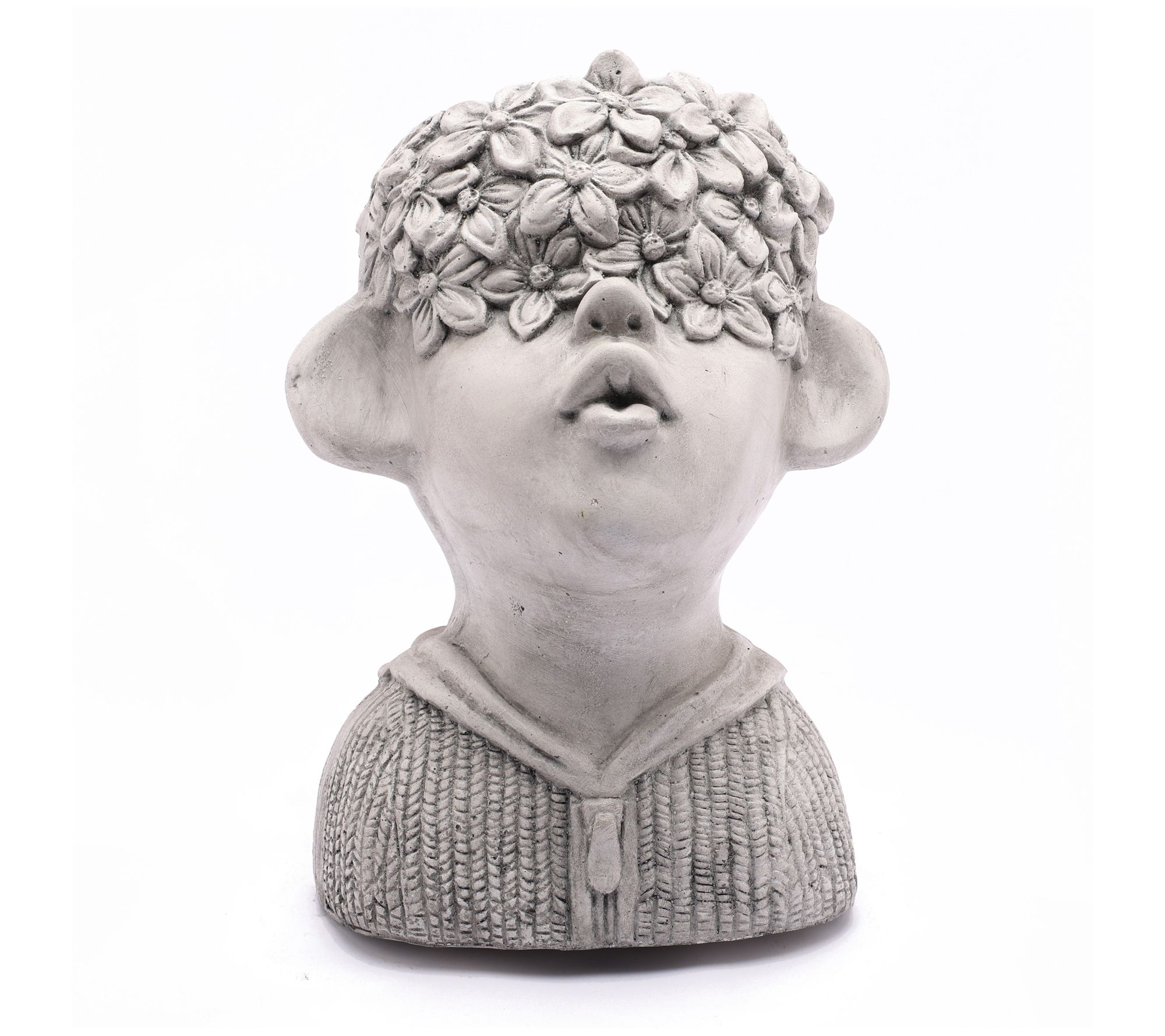 LuxenHome MgO Kissing Flower Child Bust Planter