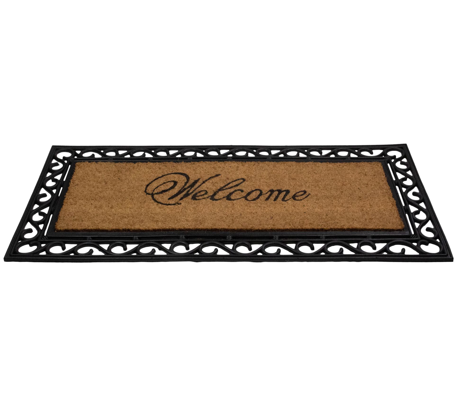 Northlight Gold and Natural Coir Rectangular Welcome Doormat 23 x 35