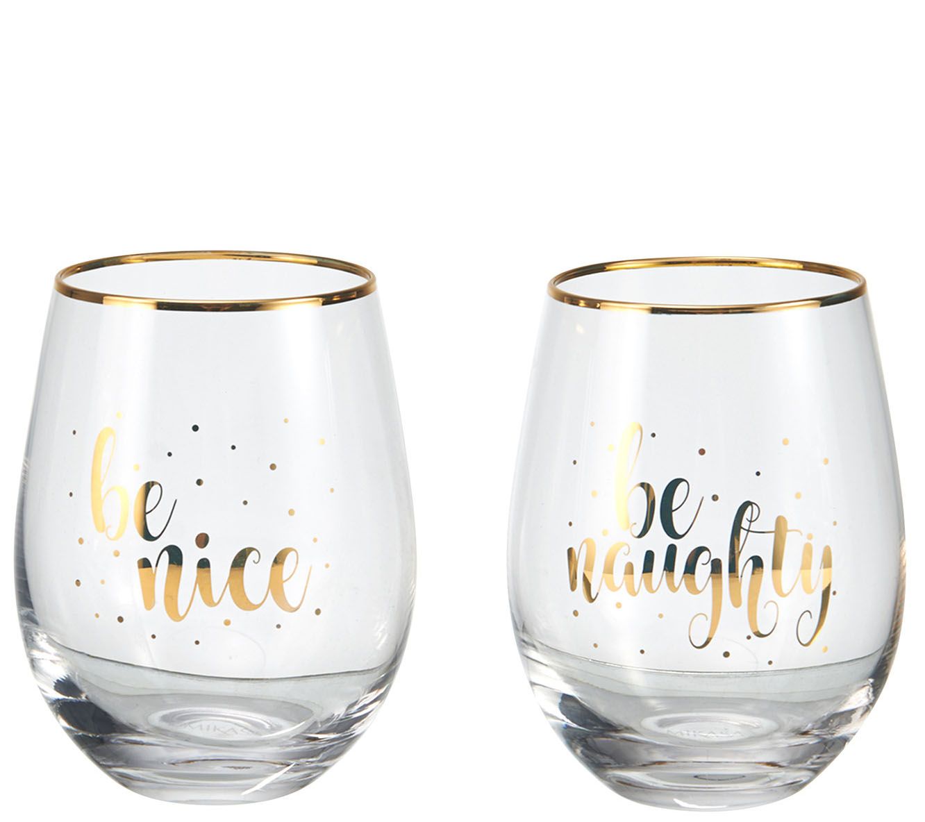 Stemless Wine Glasses Set of 8 Naughty or Nice