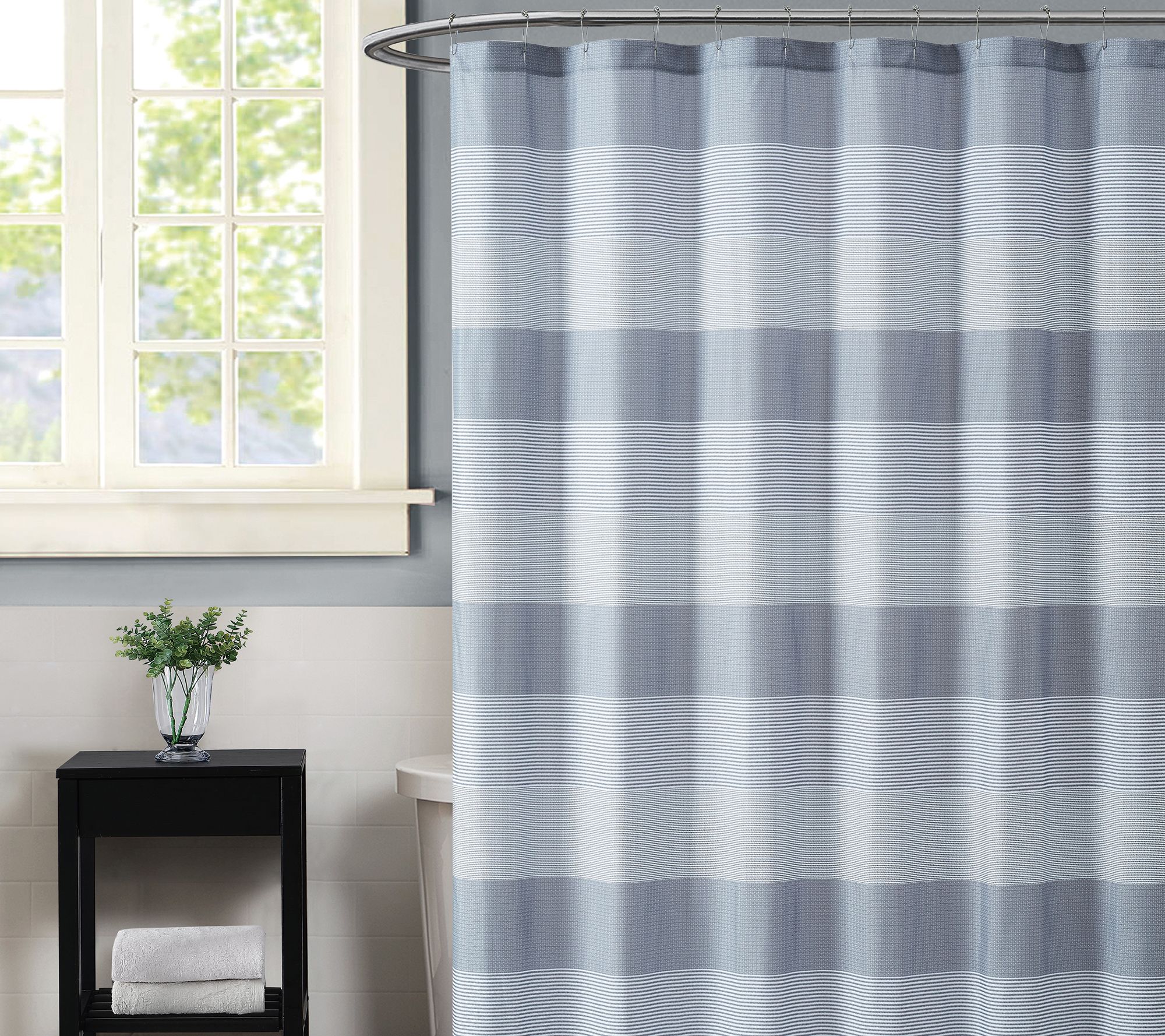 Truly Soft Grey Multi Stripe 72" Square ShowerCurtain
