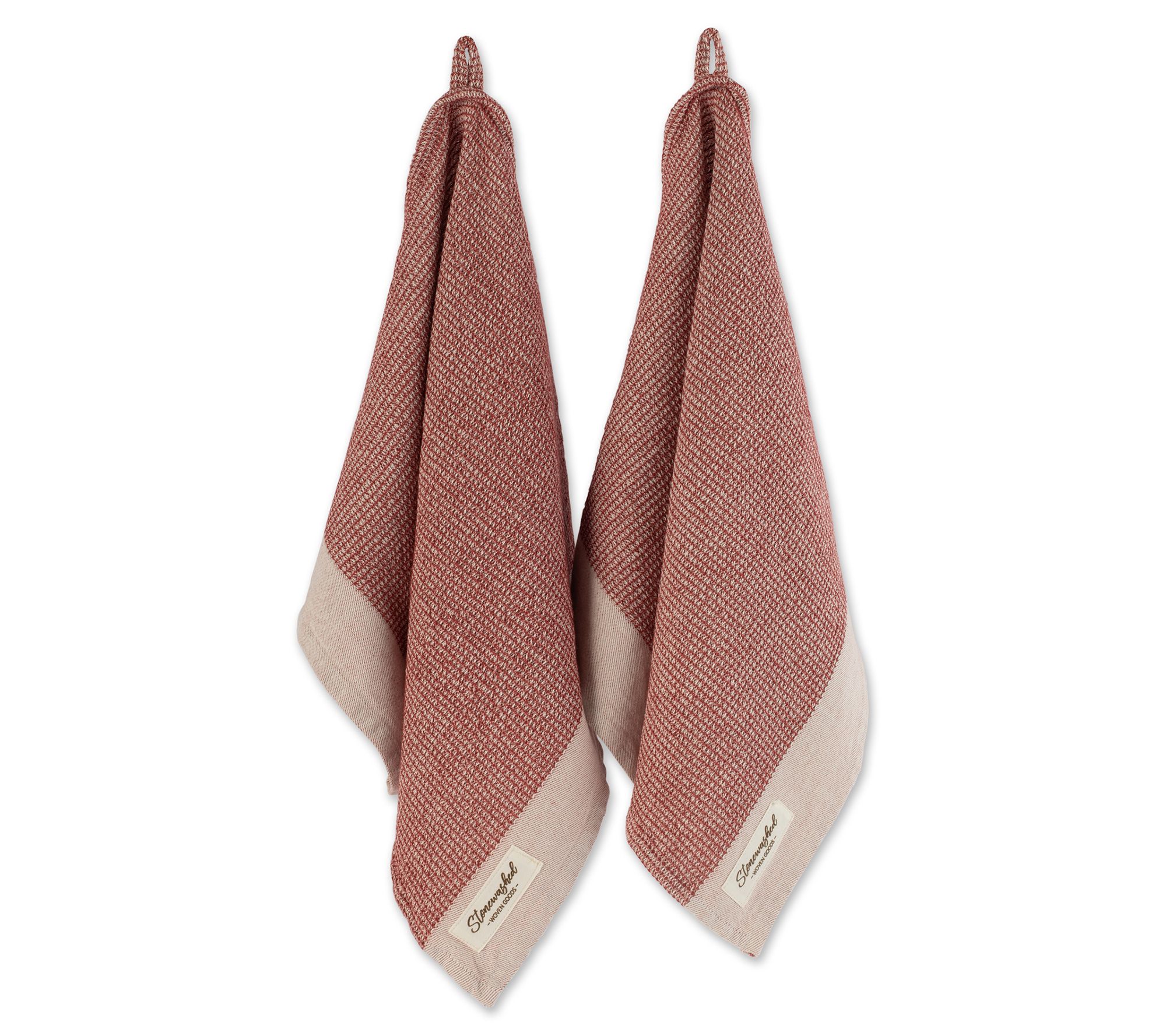 Design Imports Washed Waffle Woven Kitchen Towel, Set of 2