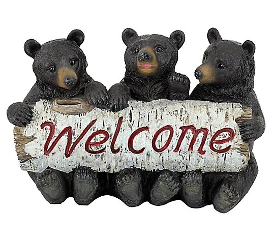 Design Toscano Black Bear Cubs Welcome Sign