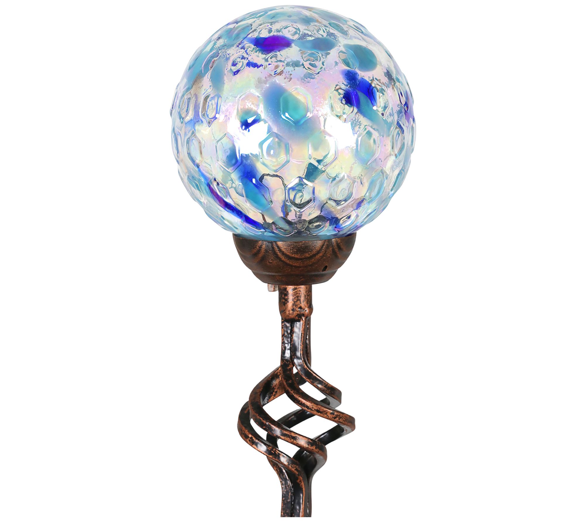 Solar Pearlized Glass Honeycomb Finial Garden Stake by Exhart