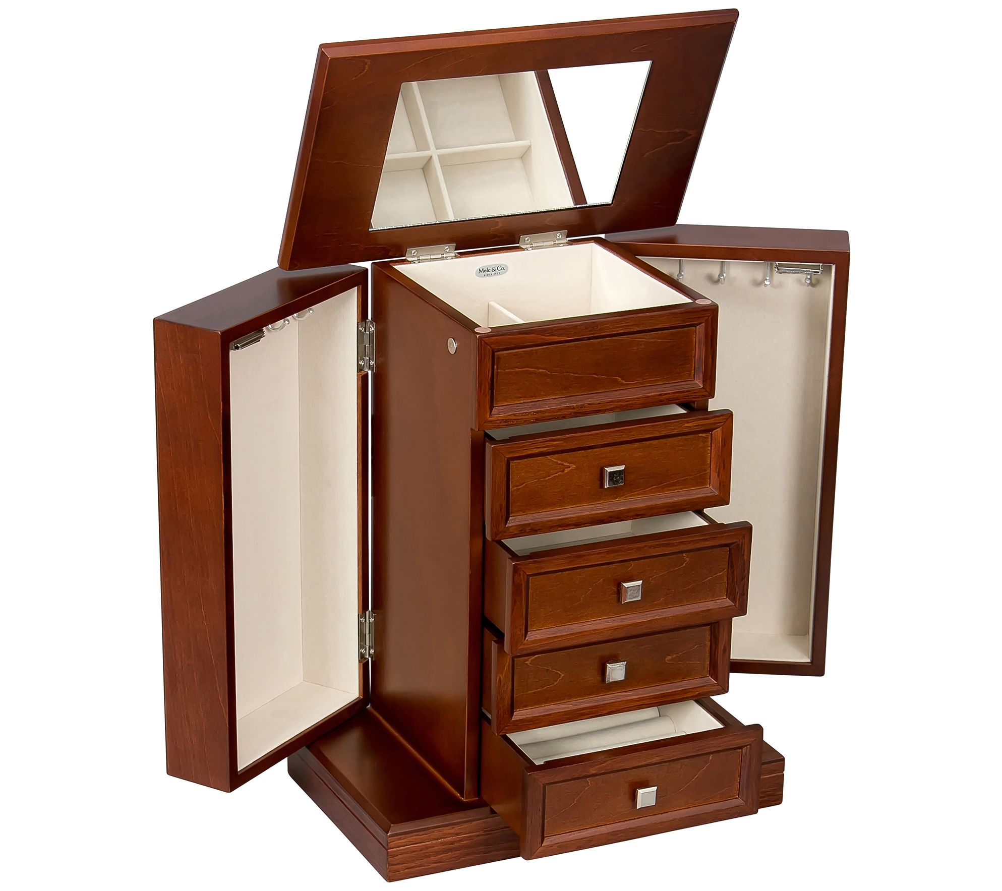 Mele & Co. Thea Wooden Jewelry Box in Walnut Finish