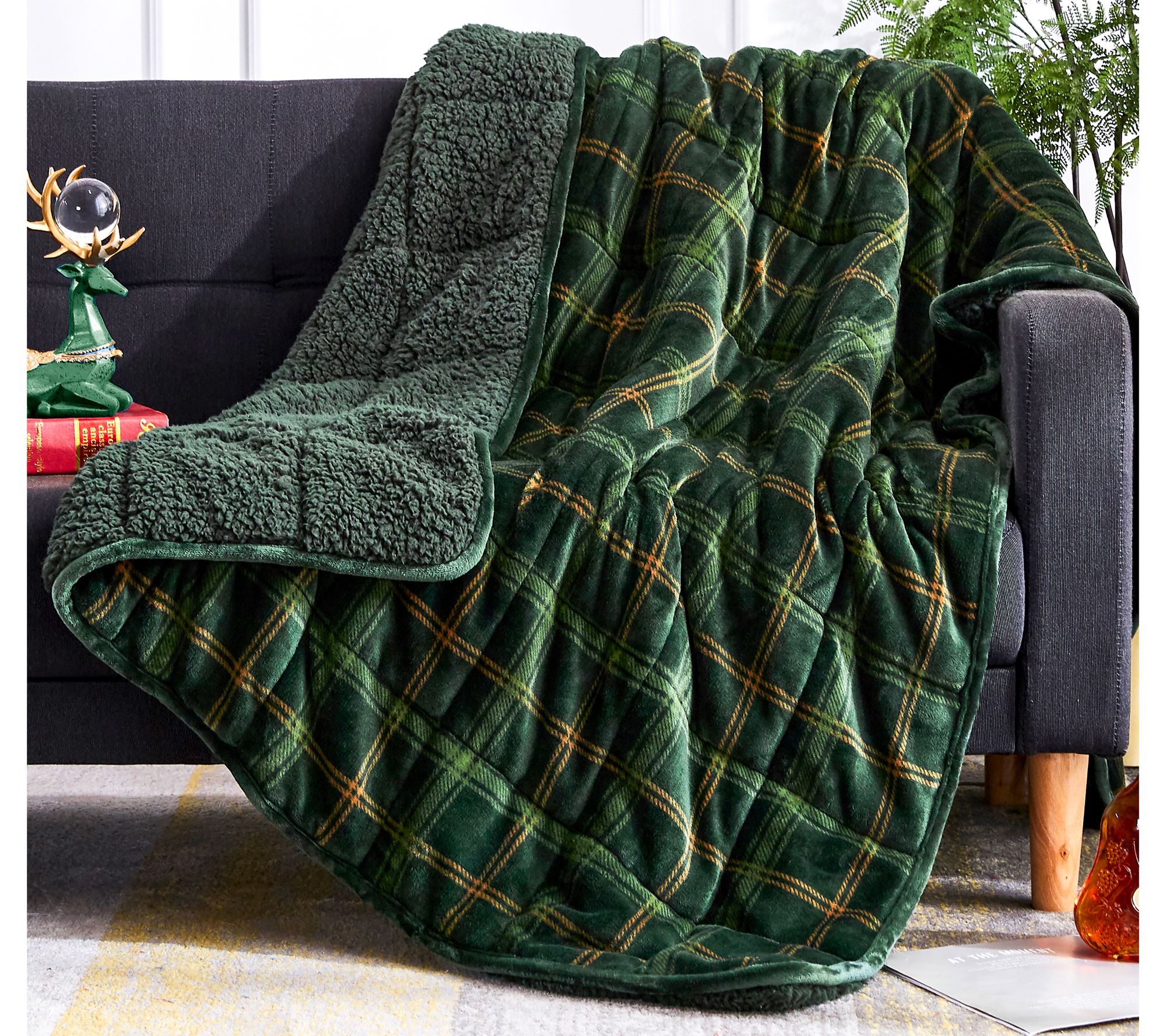 Rejuve 12lb Velvet to Sherpa Reverse WeightedThrow Blanket