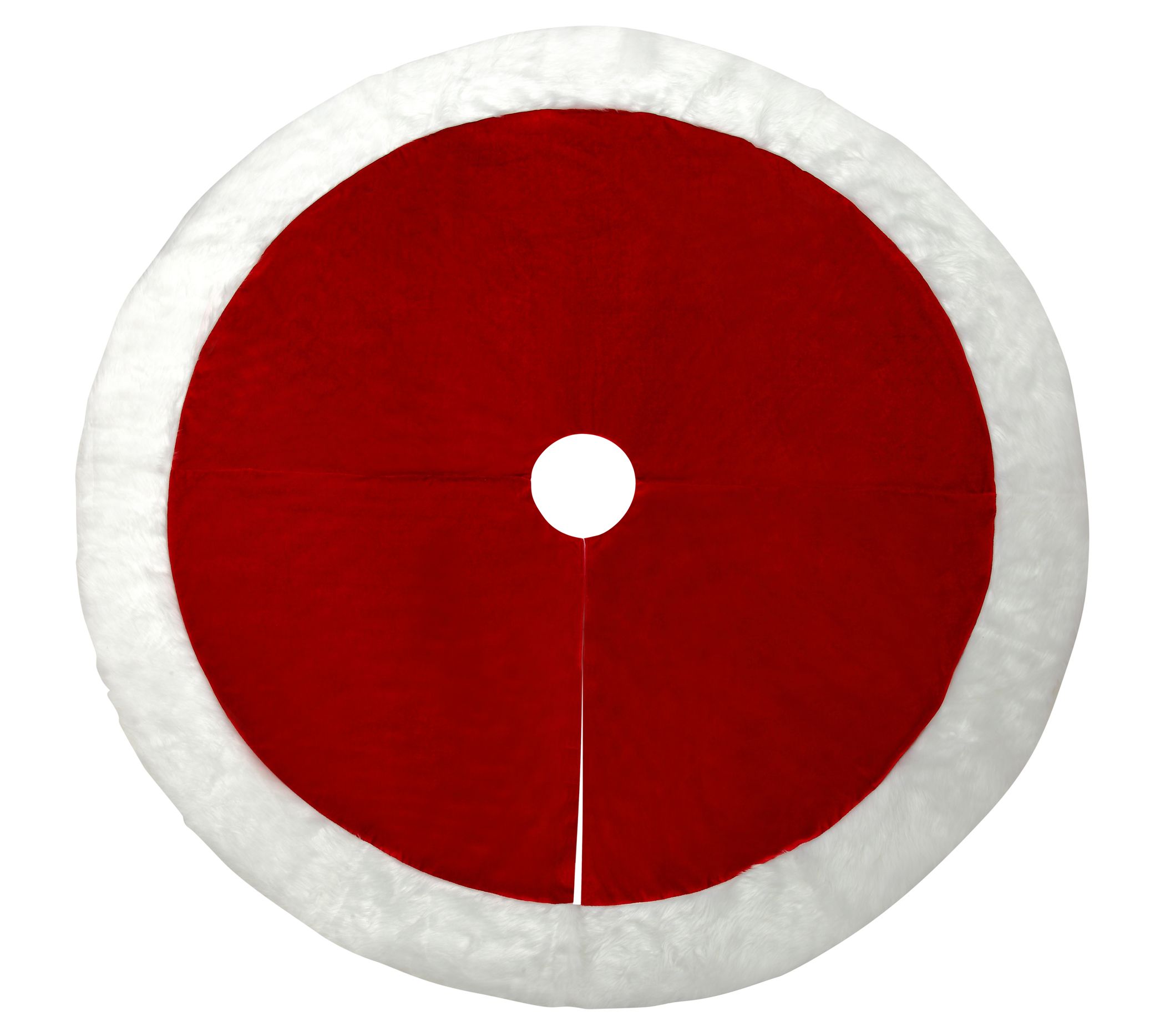 Haute Decor 54" Burgundy Velvet Tree Skirt w/Hi -Pile Border