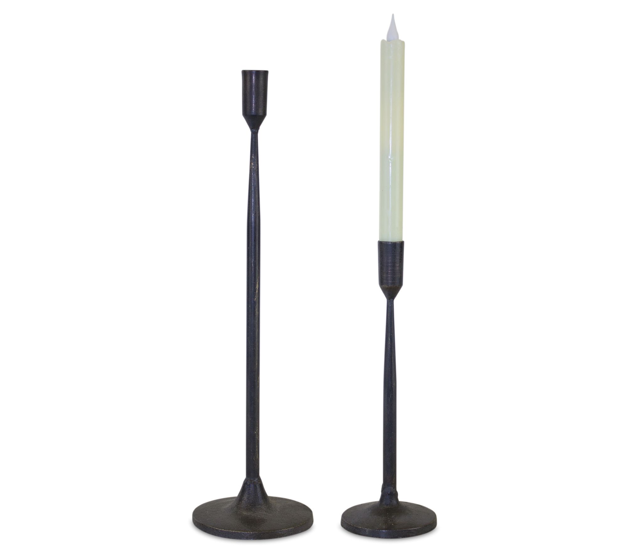 Melrose Iron Metal Taper Holder (Set of 2)