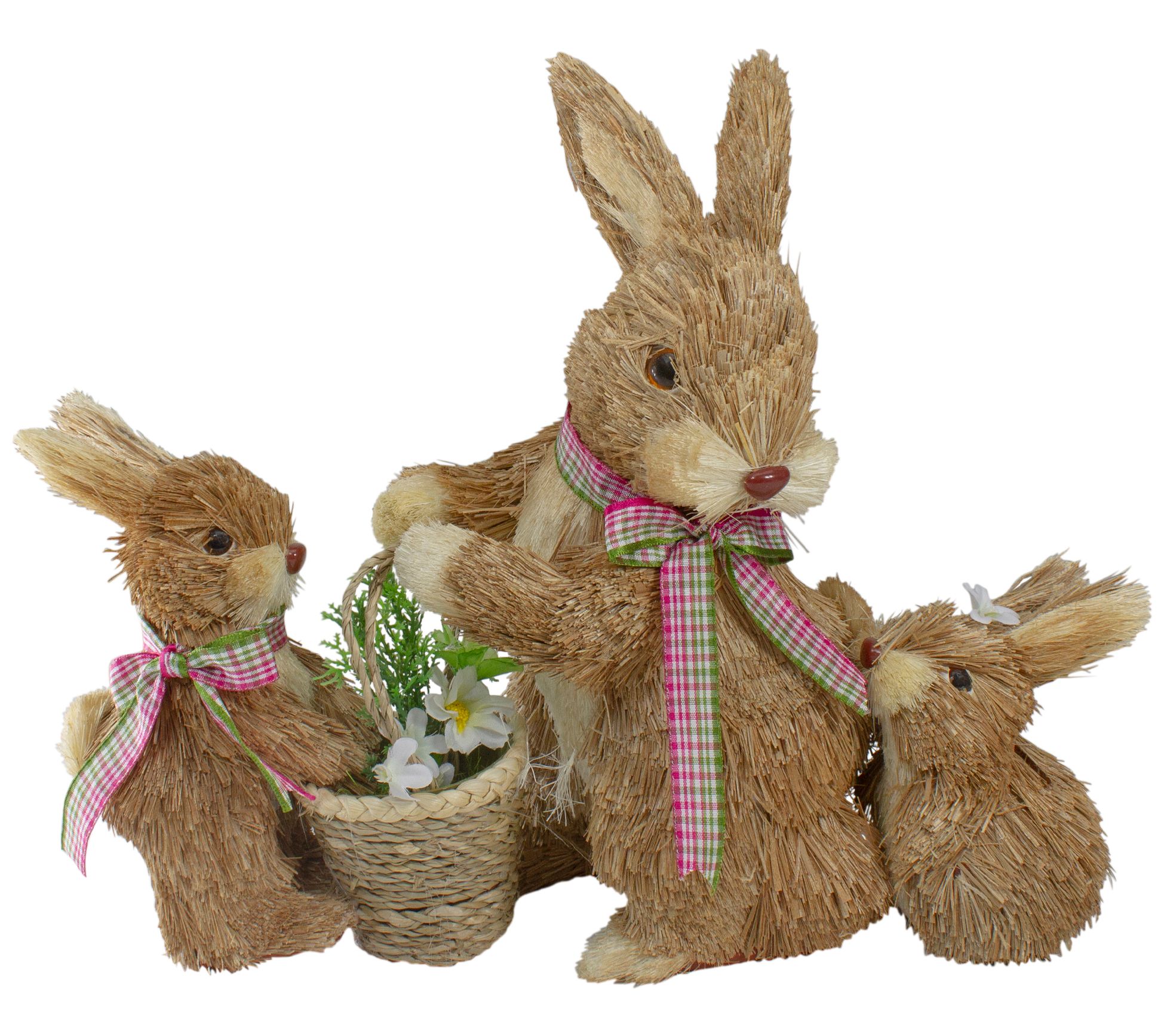 Northlight 12.5" Sisal Mommy w/Baby Bunnies Figure