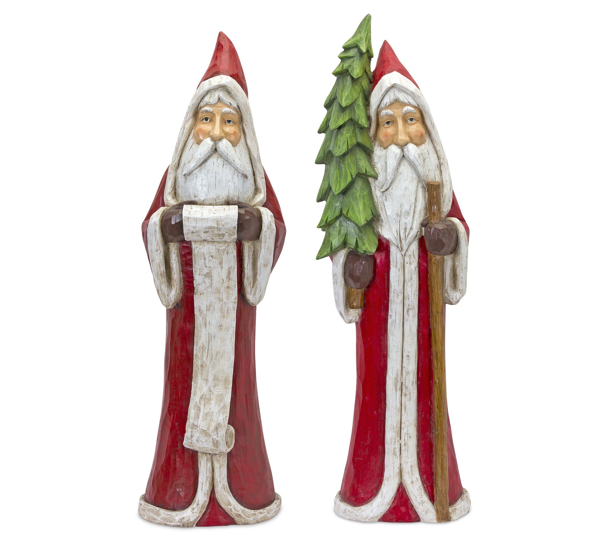 Melrose Rustic Hooded Santa w/Tree & List (Set of 2) - QVC.com