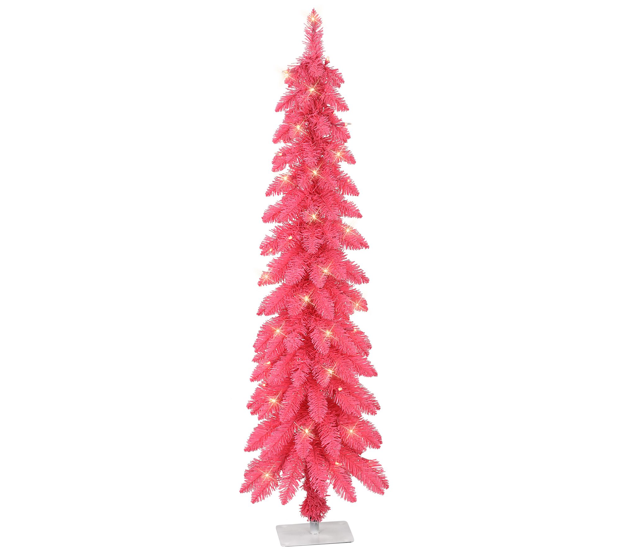 Puleo International 4ft Pink Pre-Lit Alpine Pen cil Tree