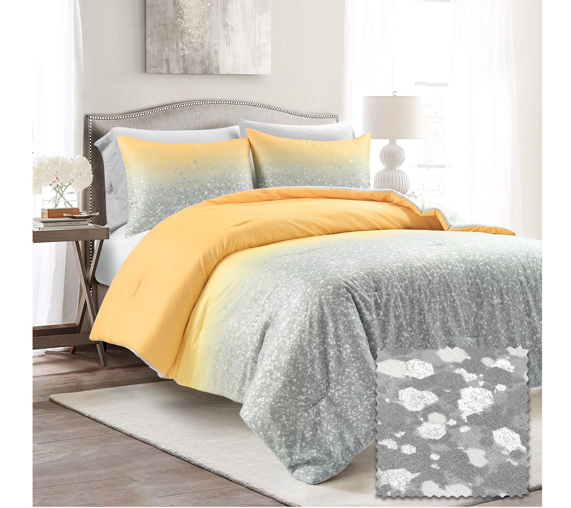 Lush Decor Glitter Ombre Metallic Print Comforter 3Pc Twin