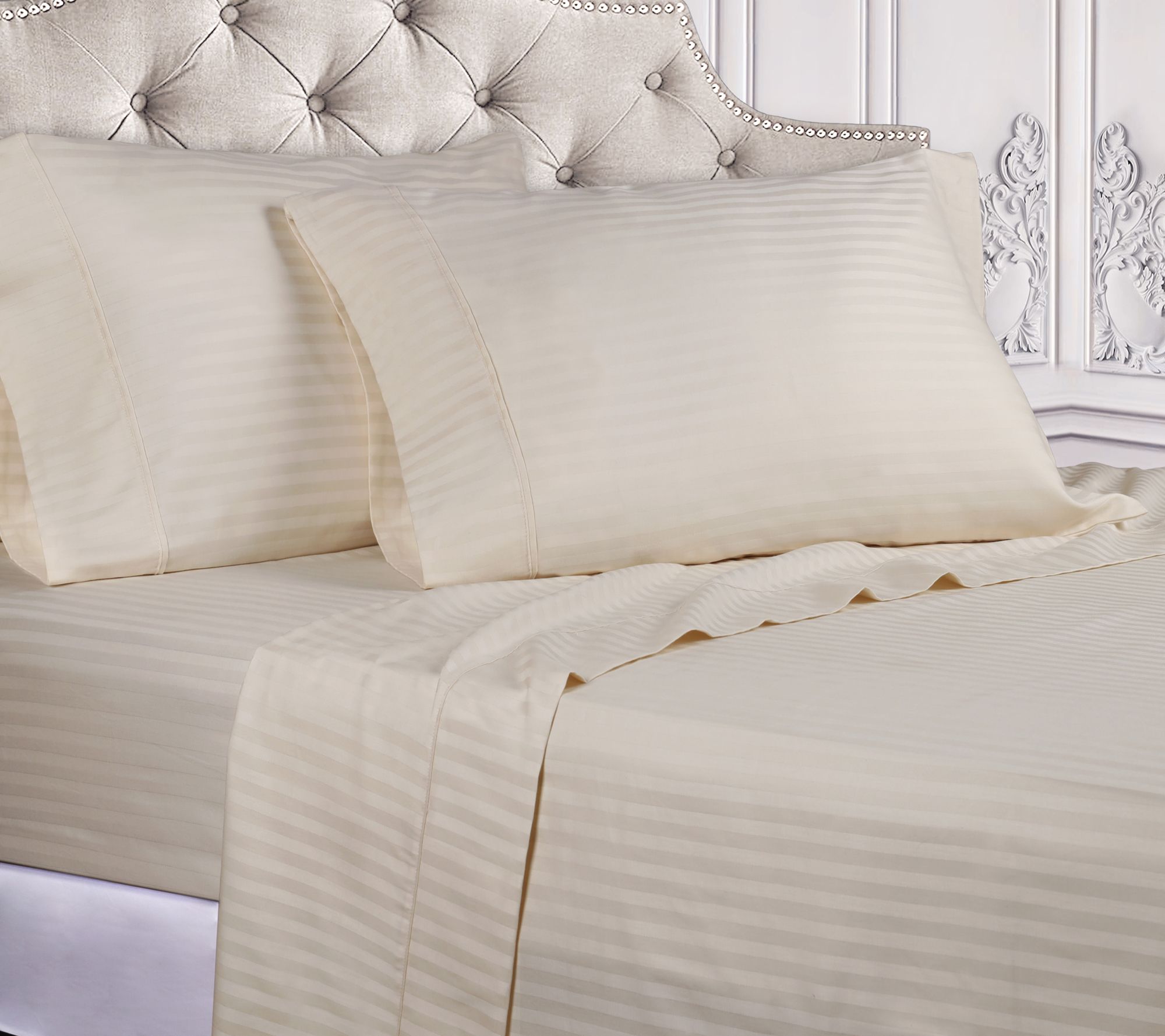 Superior Egyptian Cotton 300-TC Striped Sheet S et, Cal.King