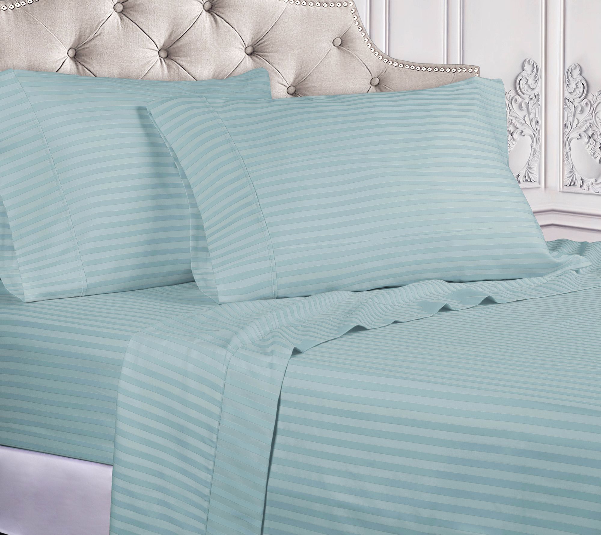 Superior Egyptian Cotton 300-TC Striped Sheet S et, Cal.King