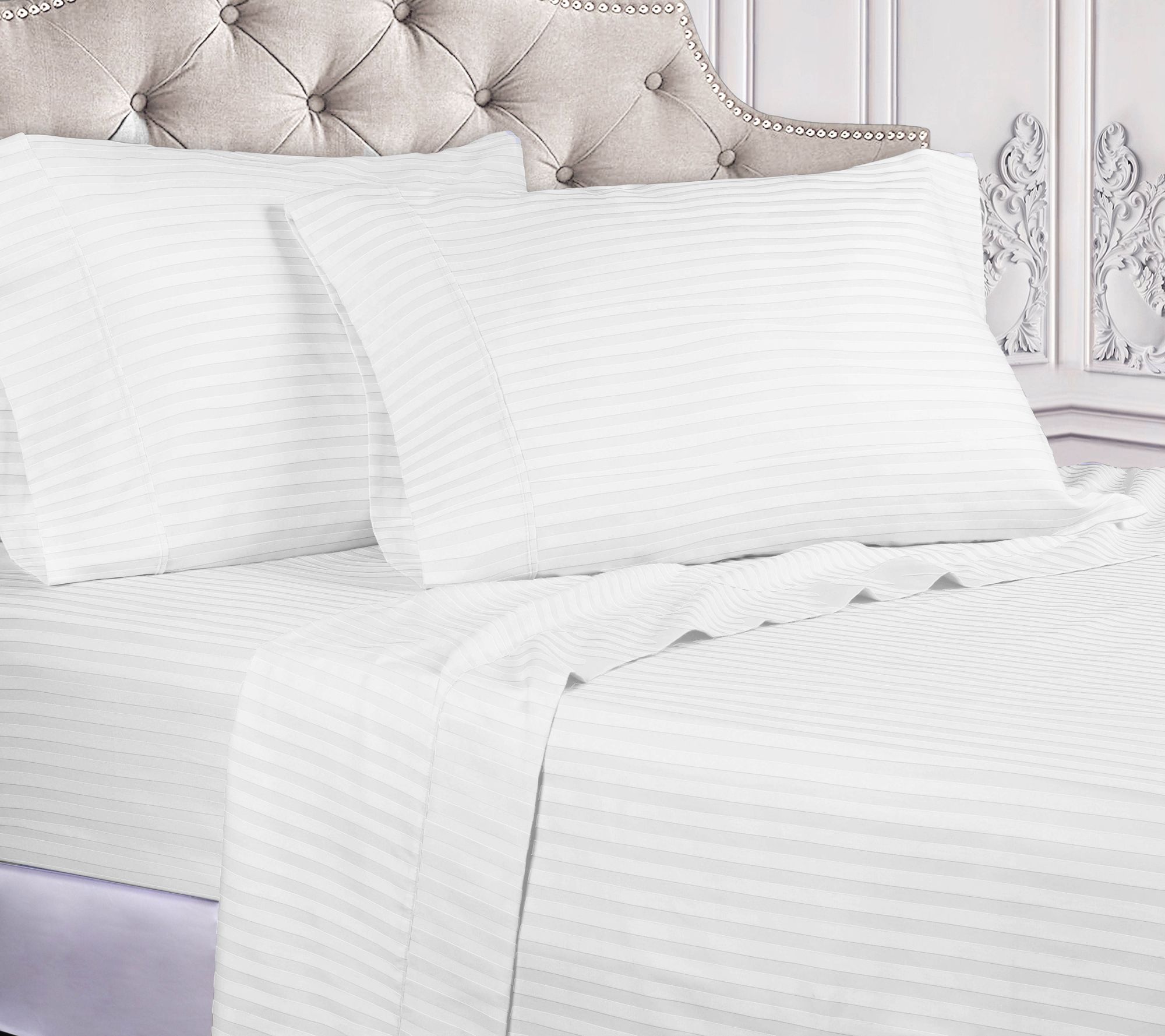 Superior Egyptian Cotton 300-TC Striped Sheet S et, Cal.King