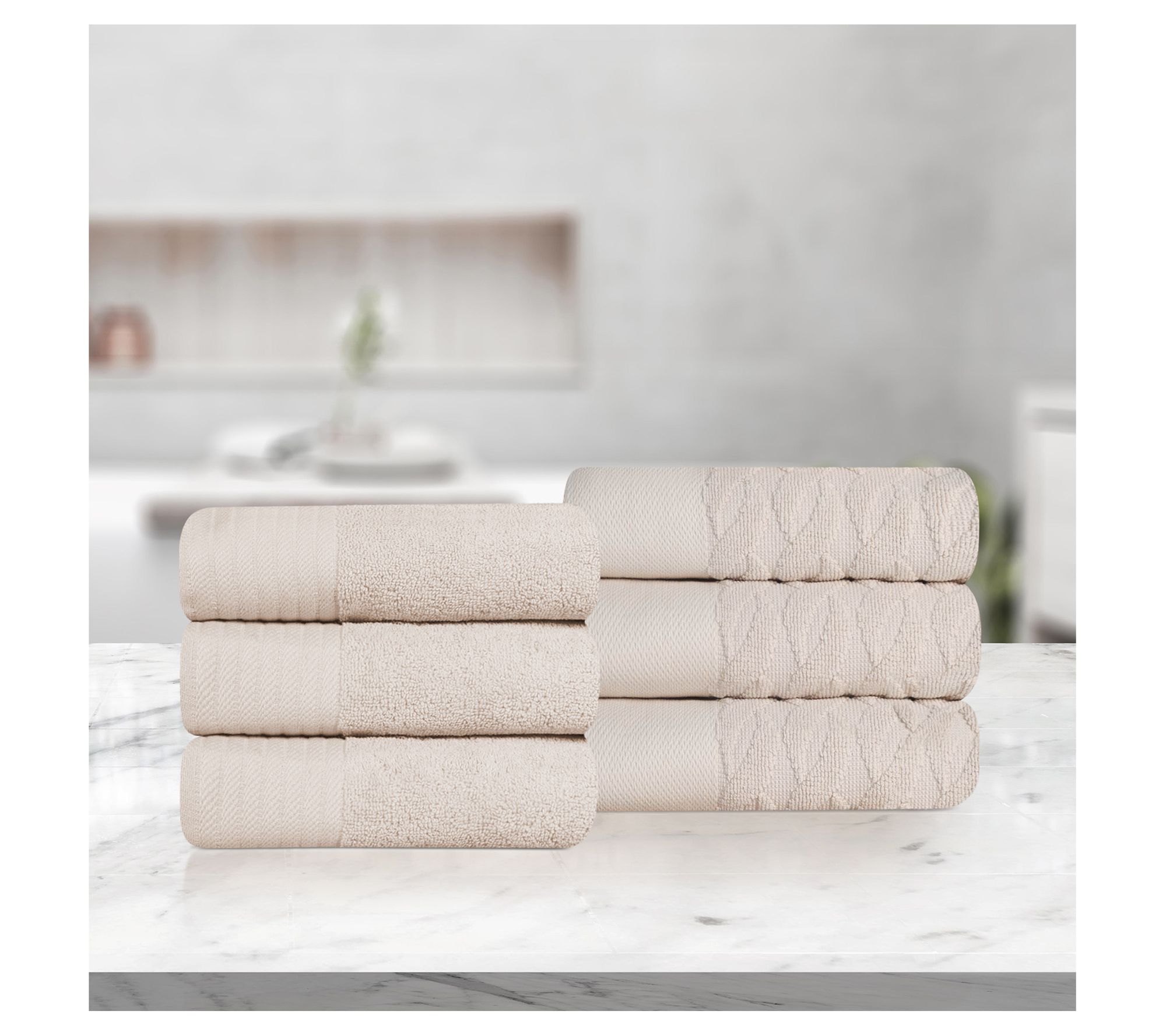 Superior 6-PC Jacquard and Solid Hand Towels